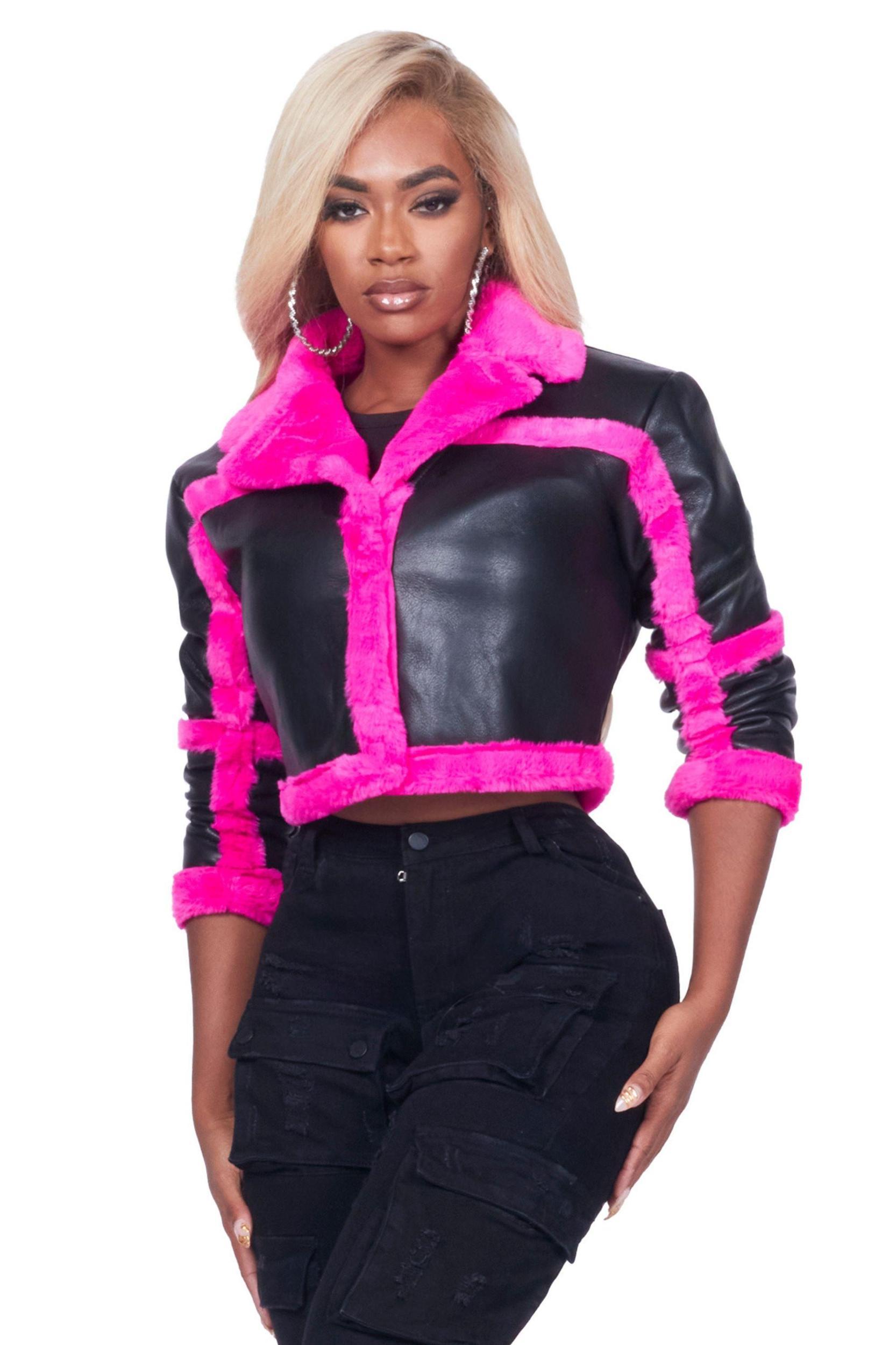 Olympia Black Faux Leather Jacket Female Product Image