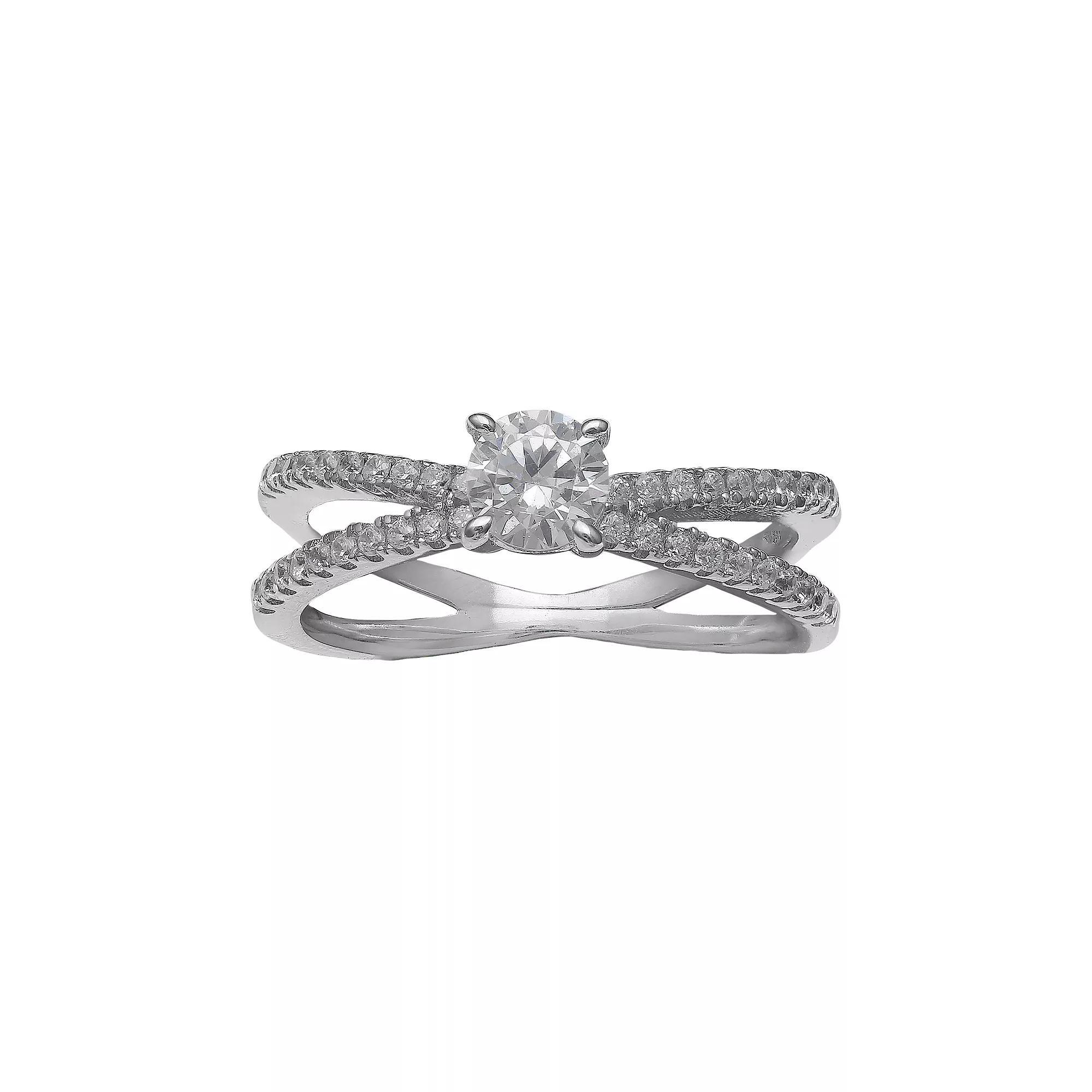PRIMROSE Sterling Silver Cubic Zirconia Split Shank Ring, Women's, Size: 7, White Product Image