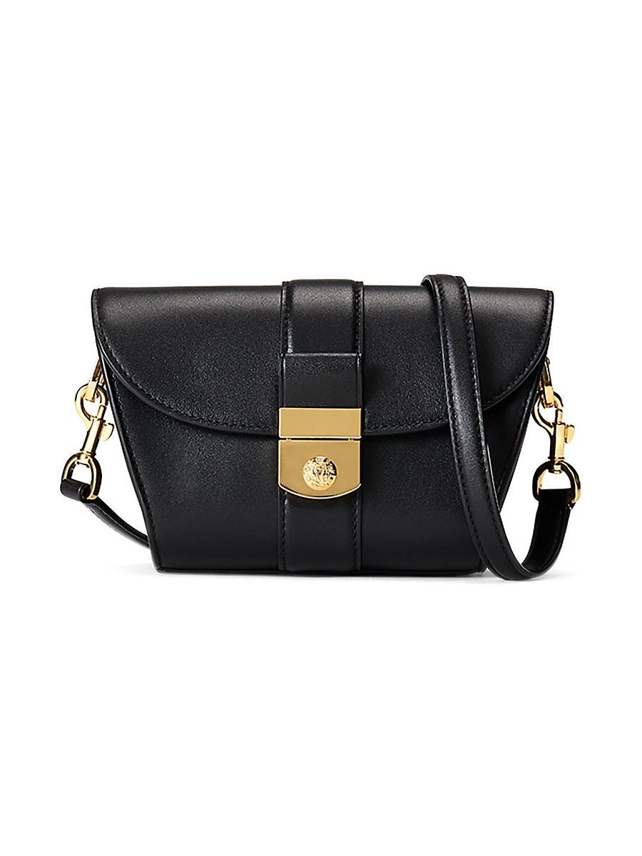 Womens Crest Lock Leather Crossbody Bag Product Image