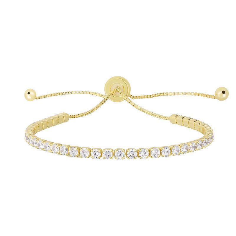 Sunkissed Sterling Cubic Zirconia Adjustable Tennis Bracelet, Women's, Gold Tone Product Image
