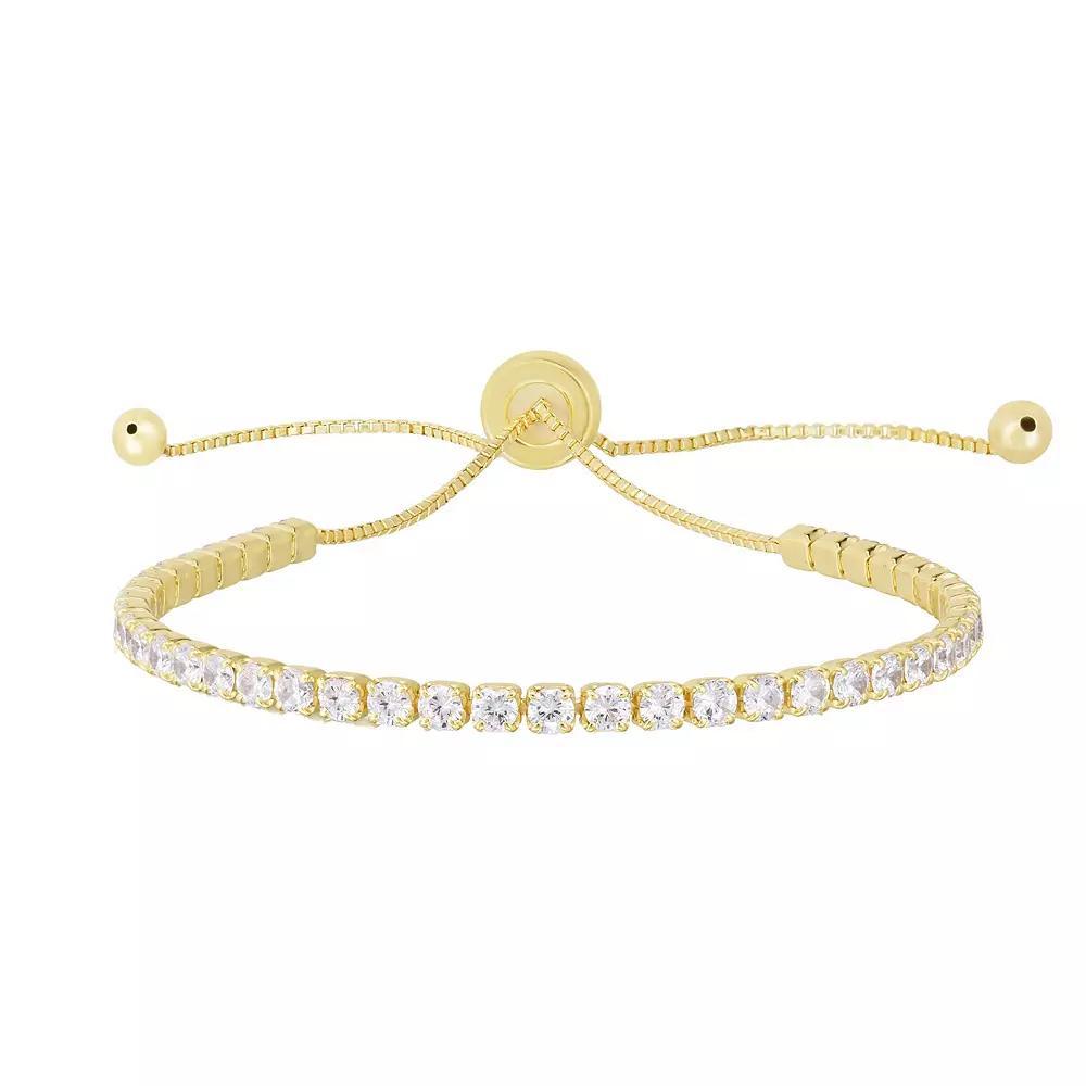 Sunkissed Sterling Cubic Zirconia Adjustable Tennis Bracelet, Women's, Gold Tone Product Image