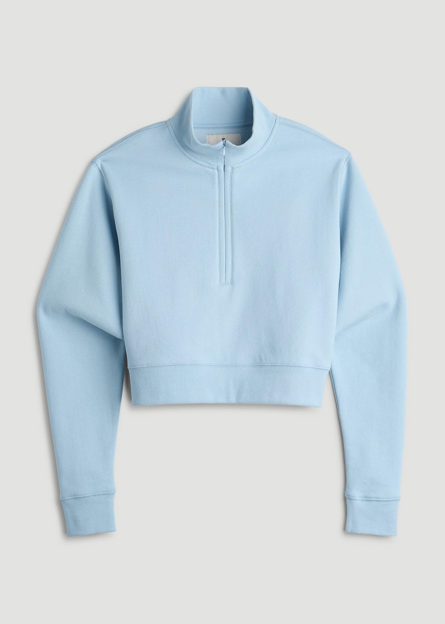 Wearever 2.0 Fleece Half-Zip Cropped Sweatshirt for Tall Women in Ice Blue Product Image