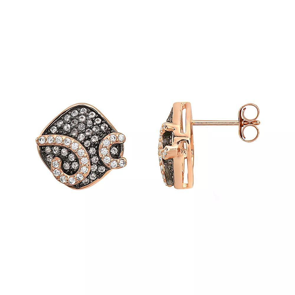 18k Rose Gold Over Sterling Silver Morganite & Cubic Zirconia Stud Earrings, Womens, Multicolor Product Image