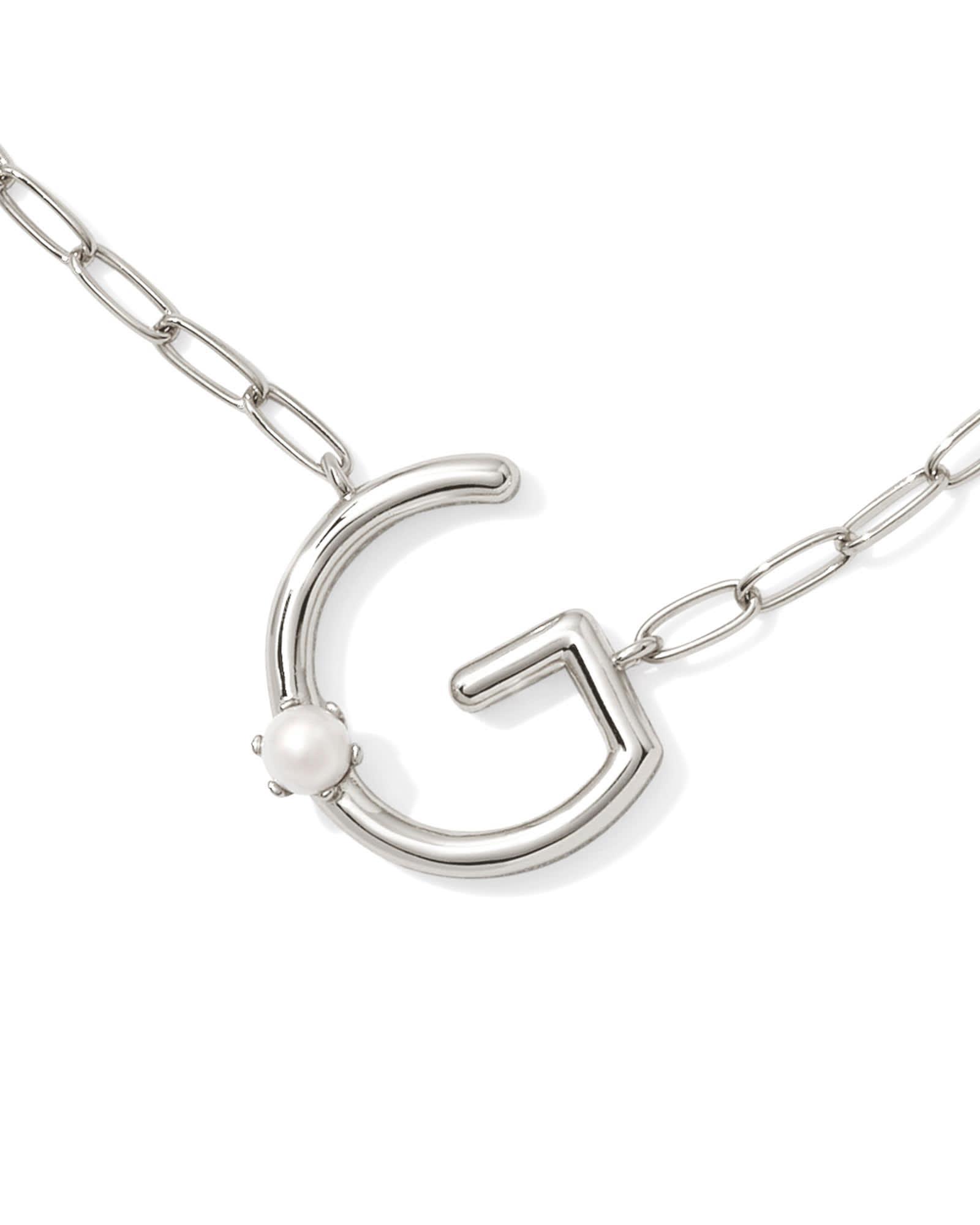 Pearl Silver Letter X Short Pendant Necklace in Freshwater Cultured Pearl Product Image