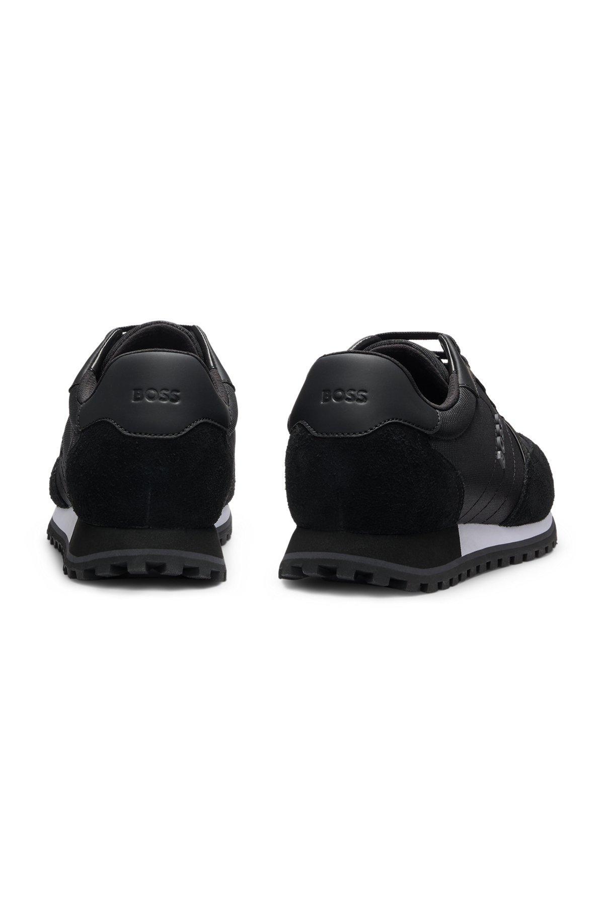 BOSS - Running-inspired trainers with faux-leather trims - Black Product Image