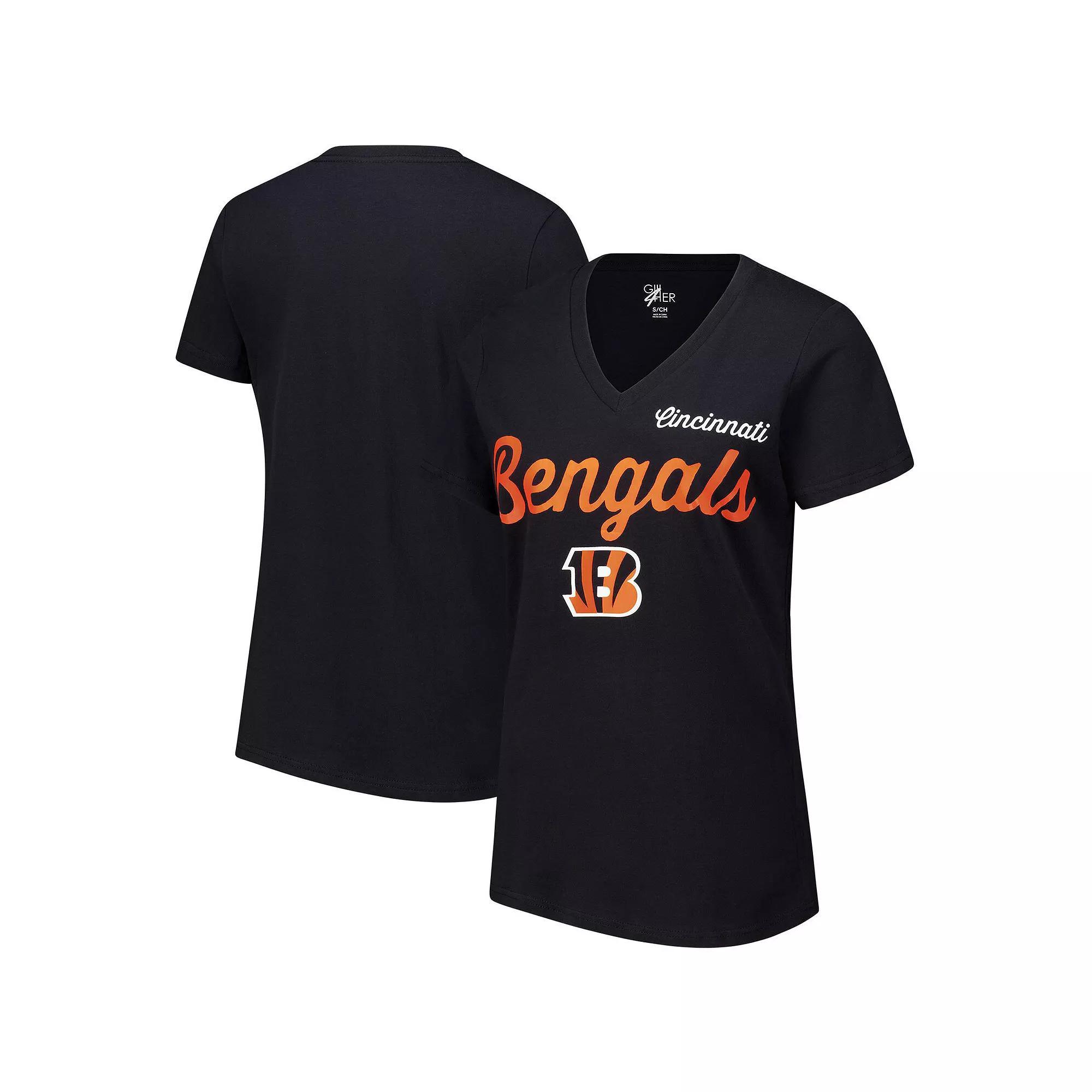 Women's G-III 4Her by Carl Banks Black Cincinnati Bengals Post Season V-Neck T-Shirt, Size: XS Product Image
