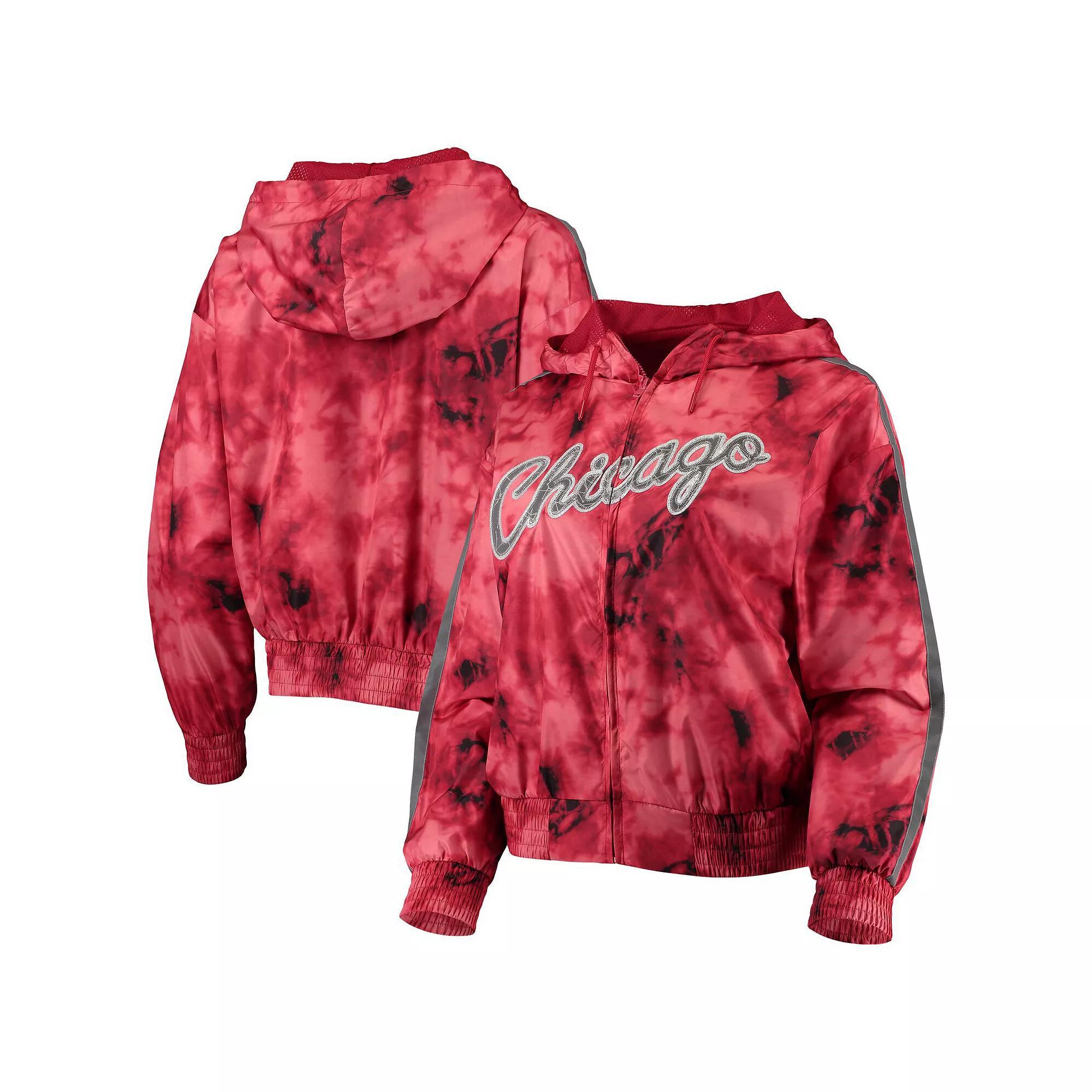 Women's Mitchell & Ness Red Chicago Bulls Galaxy Sublimated Windbreaker Pullover Full-Zip Hoodie, Size: Large Product Image