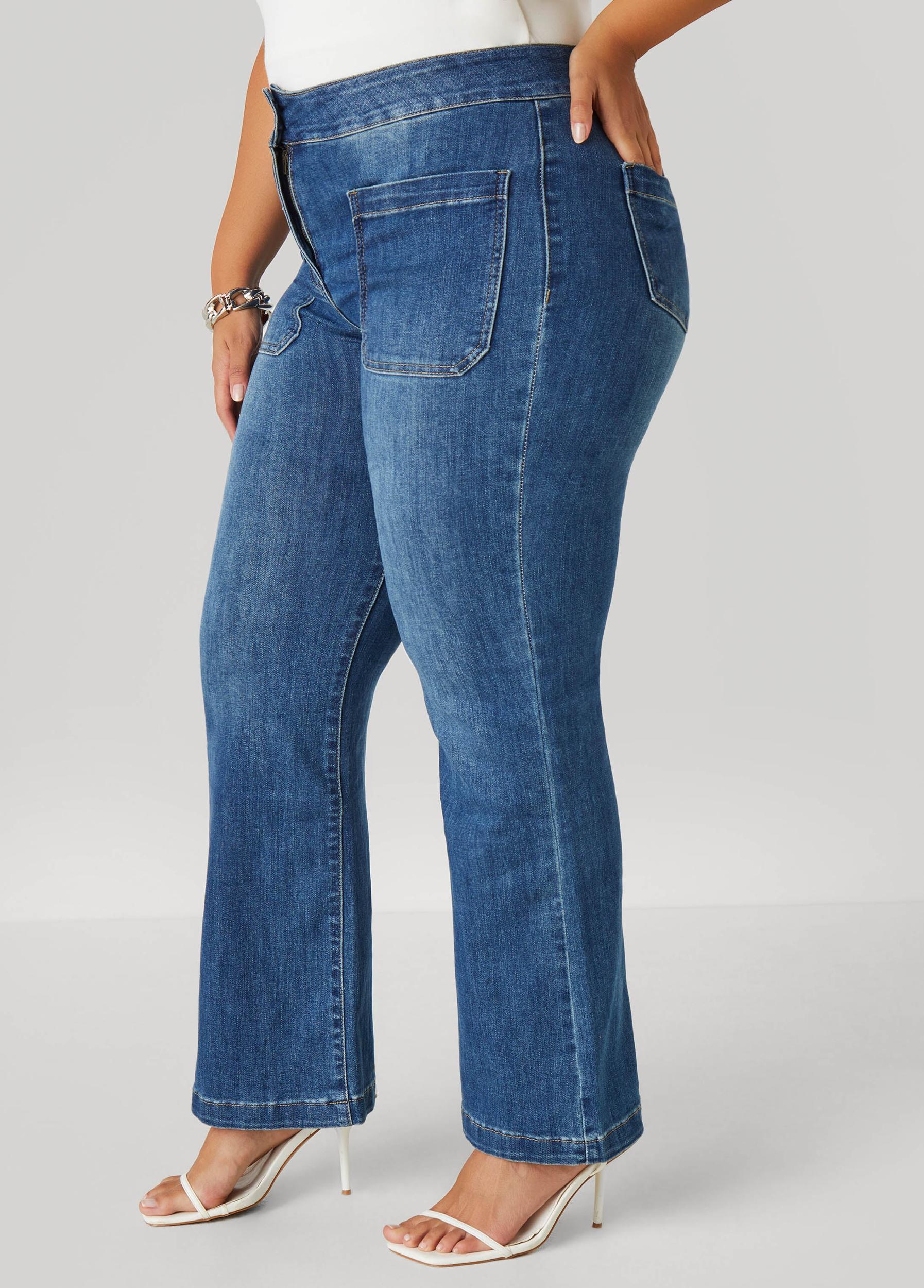 Flared Patch Pocket Jeans Product Image