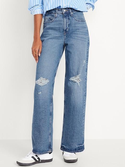 Extra High-Waisted Sky-Hi Wide-Leg Jeans Product Image