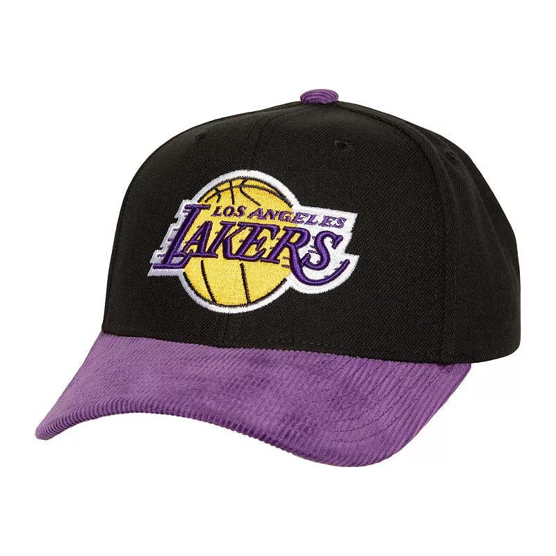 Mens Mitchell & Ness Los Angeles Lakers Corduroy Pro Crown Adjustable Hat Product Image