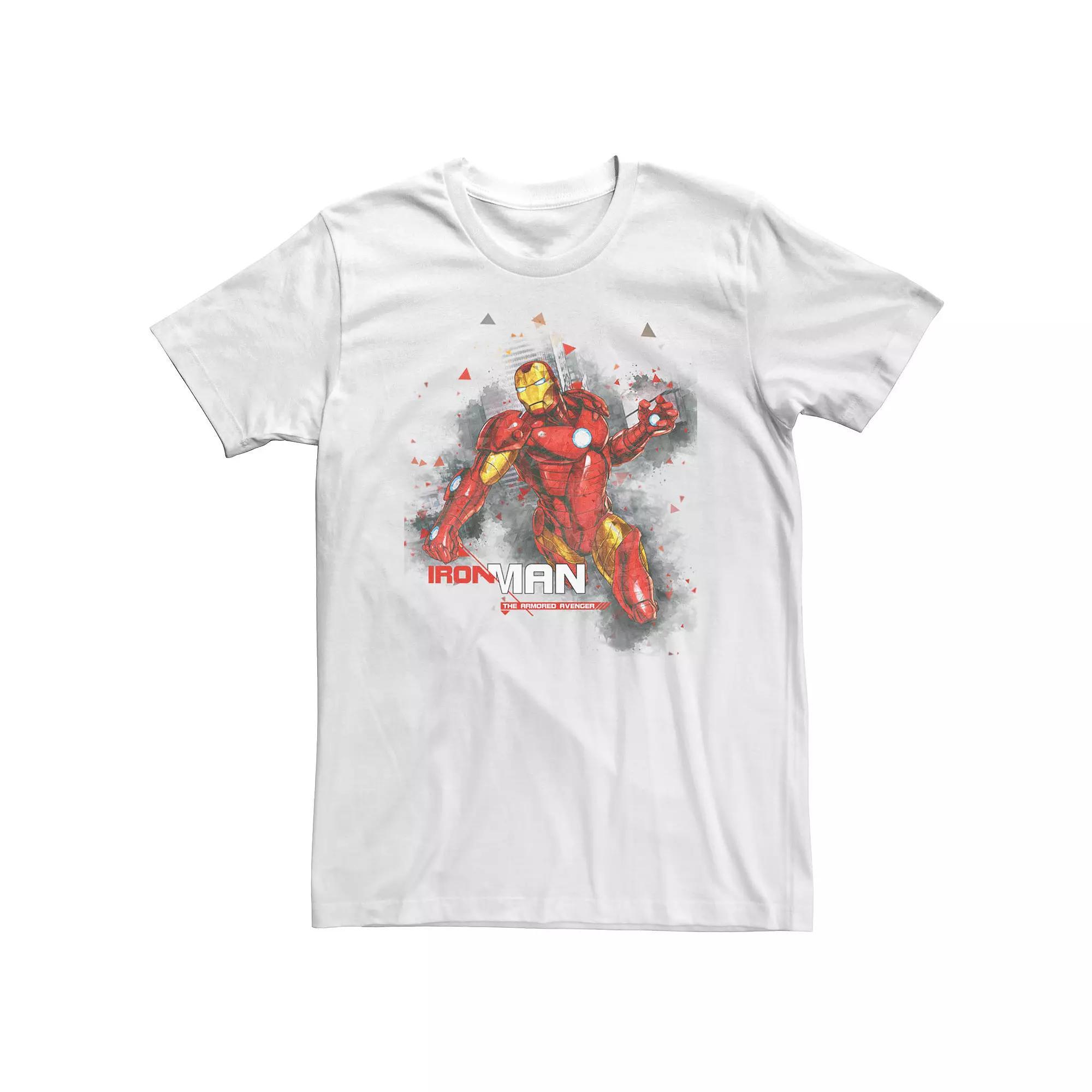 Big & Tall Marvel Avengers Assemble Iron Man Burst Tee, Men's, Size: 4XLT, White Product Image