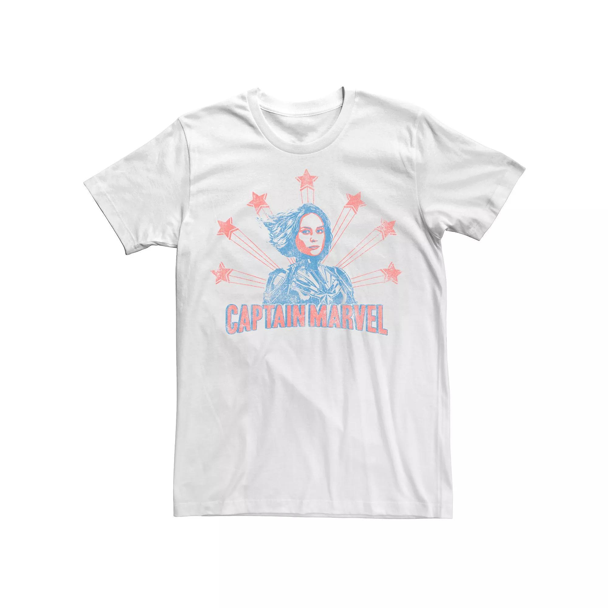 Men's Marvel Captain Marvel Retro Poster Tee, Size: Medium, White Product Image