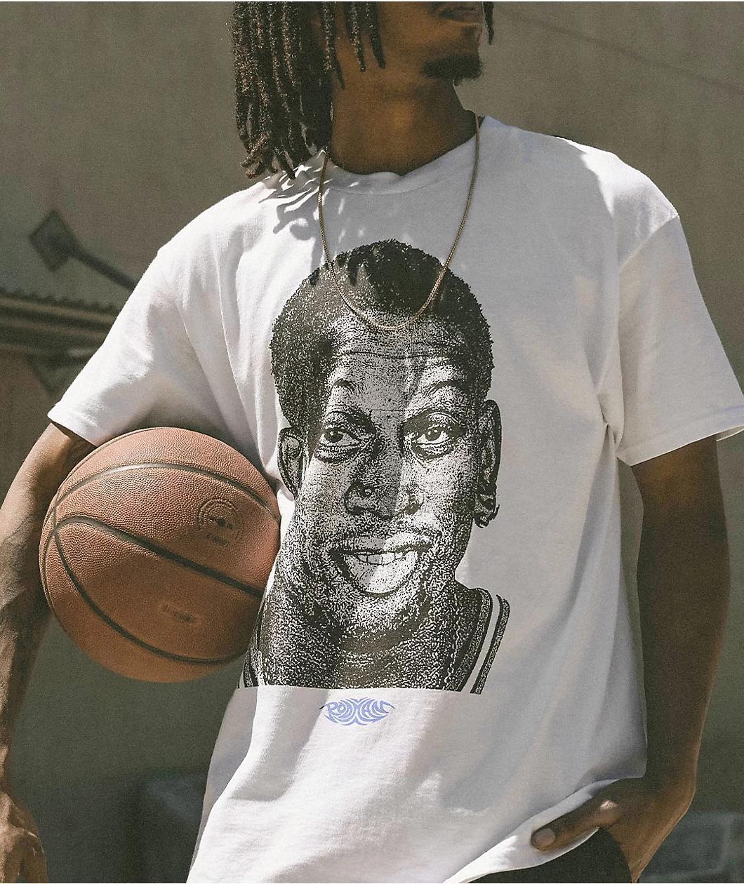 Rodman Apparel Bad Blue Hair UV Ray Ink White T-Shirt Product Image