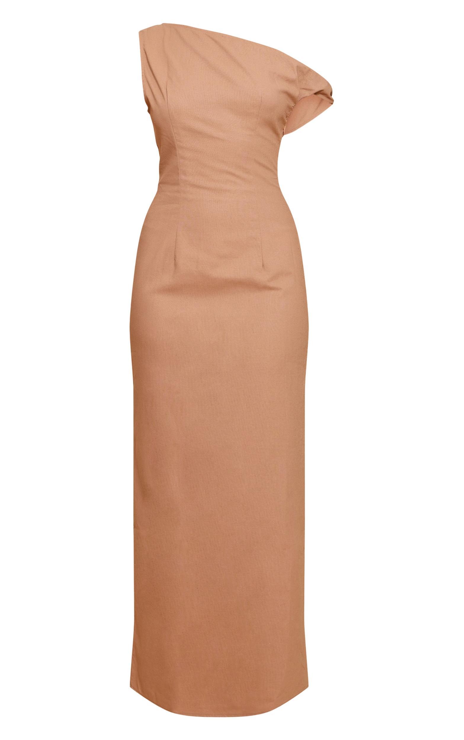 Taupe Knot Shoulder Maxi Dress Product Image