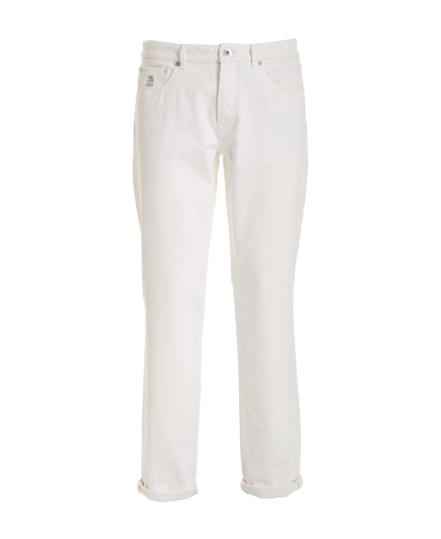 BRUNELLO CUCINELLI Mid-waist Straight-leg Jeans In White Product Image