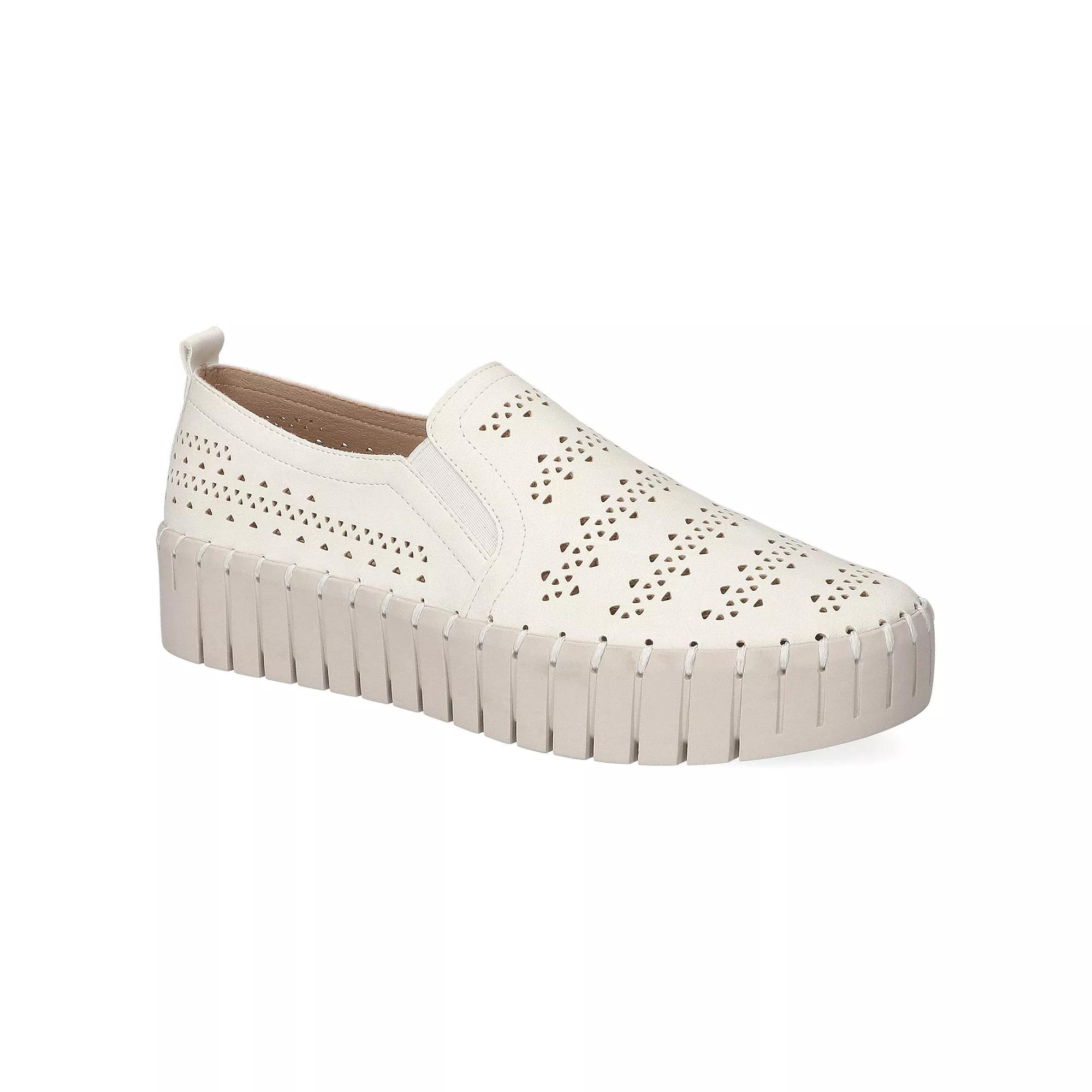 Peppy by Easy Street Women's Platform Sneakers, Size: 8.5, White Product Image