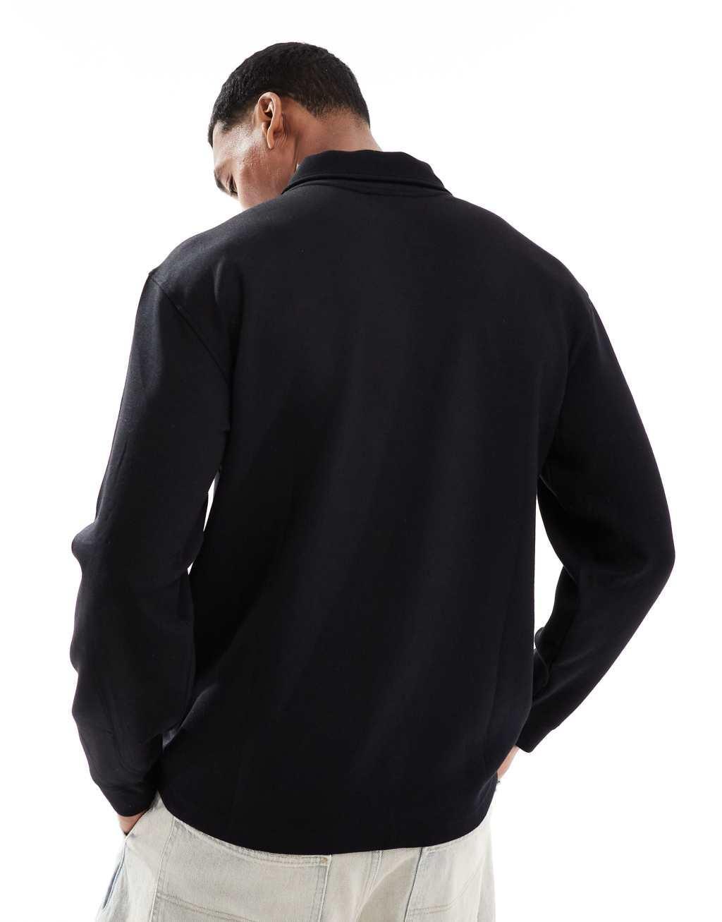 Selected Homme Emmanuel Zip polo shirt in black Product Image