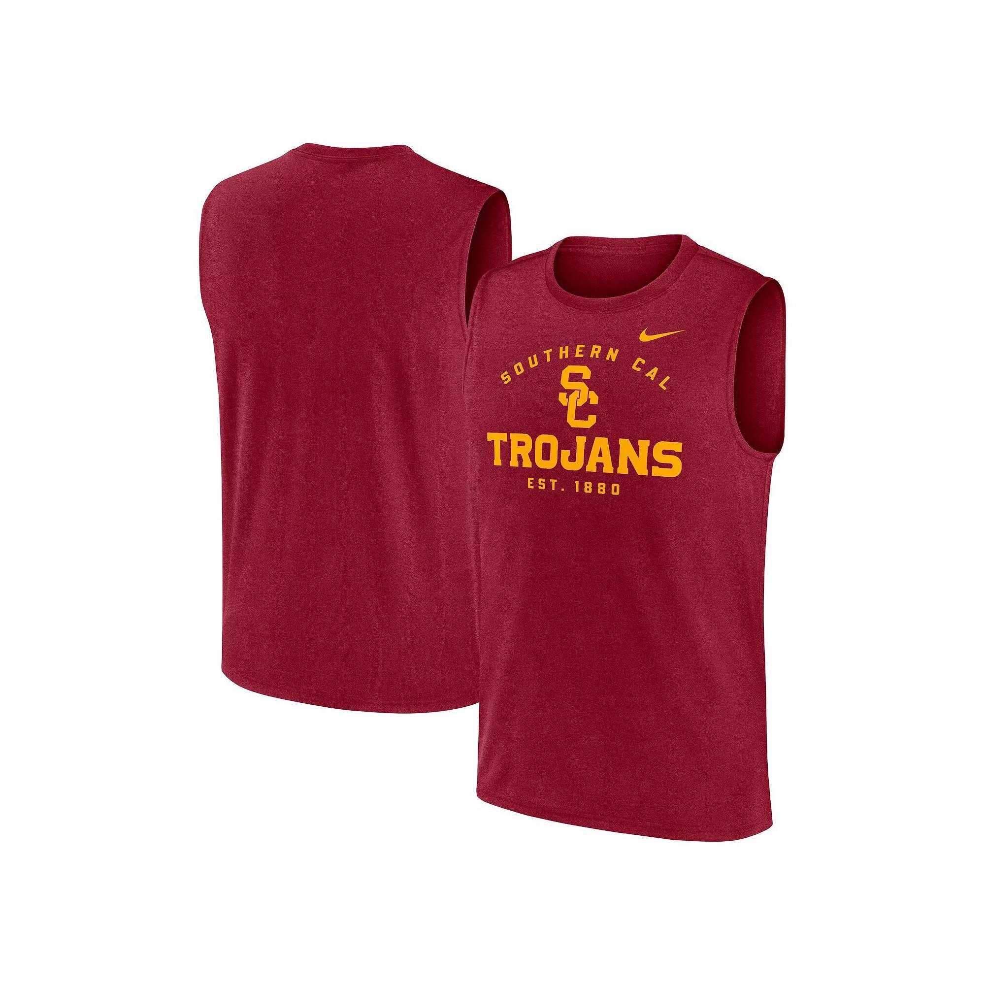 Men's Nike Cardinal USC Trojans Primetime Legend Lock Up Performance Muscle Tank Top, Size: XL, Red Product Image
