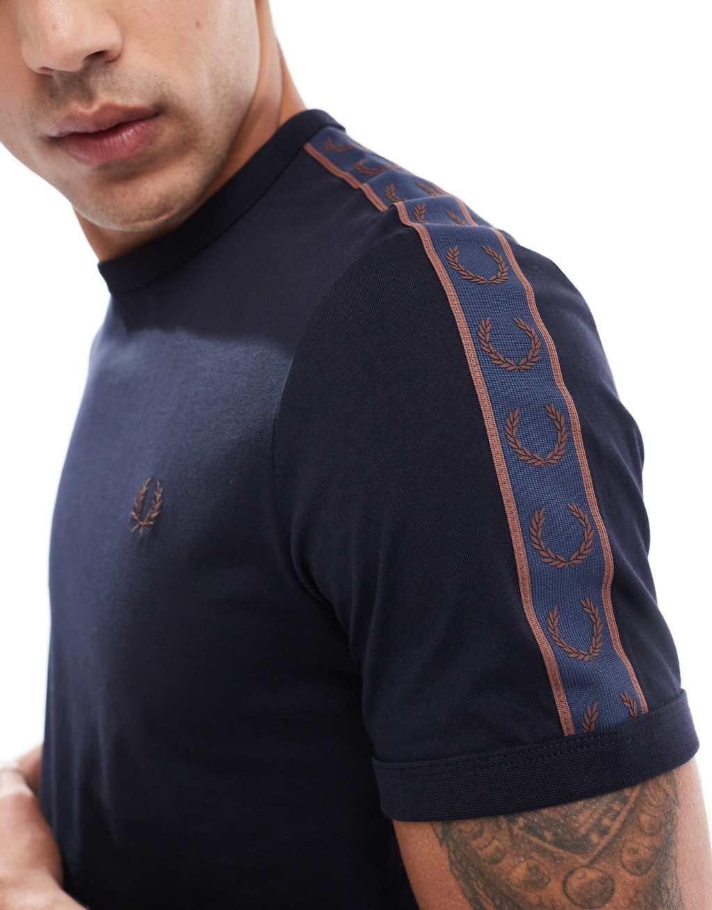 Fred Perry contrast tape ringer t-shirt in navy Product Image