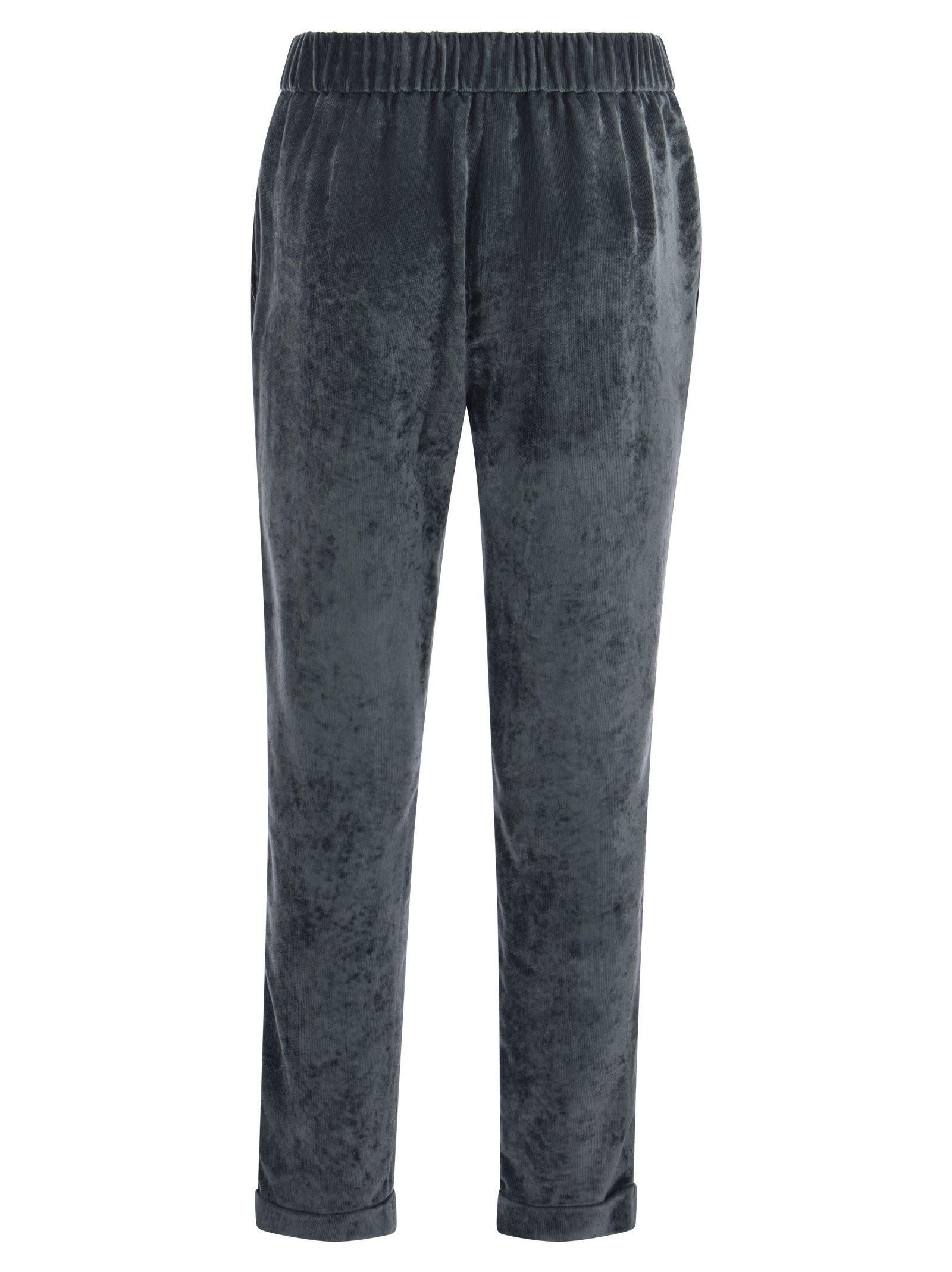FABIANA FILIPPI Viscose Trousers With Elastic In Peacock Blue Product Image