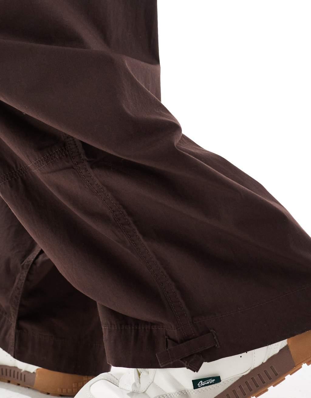 ASOS DESIGN super baggy cargo pants with panel detailing in brown Product Image