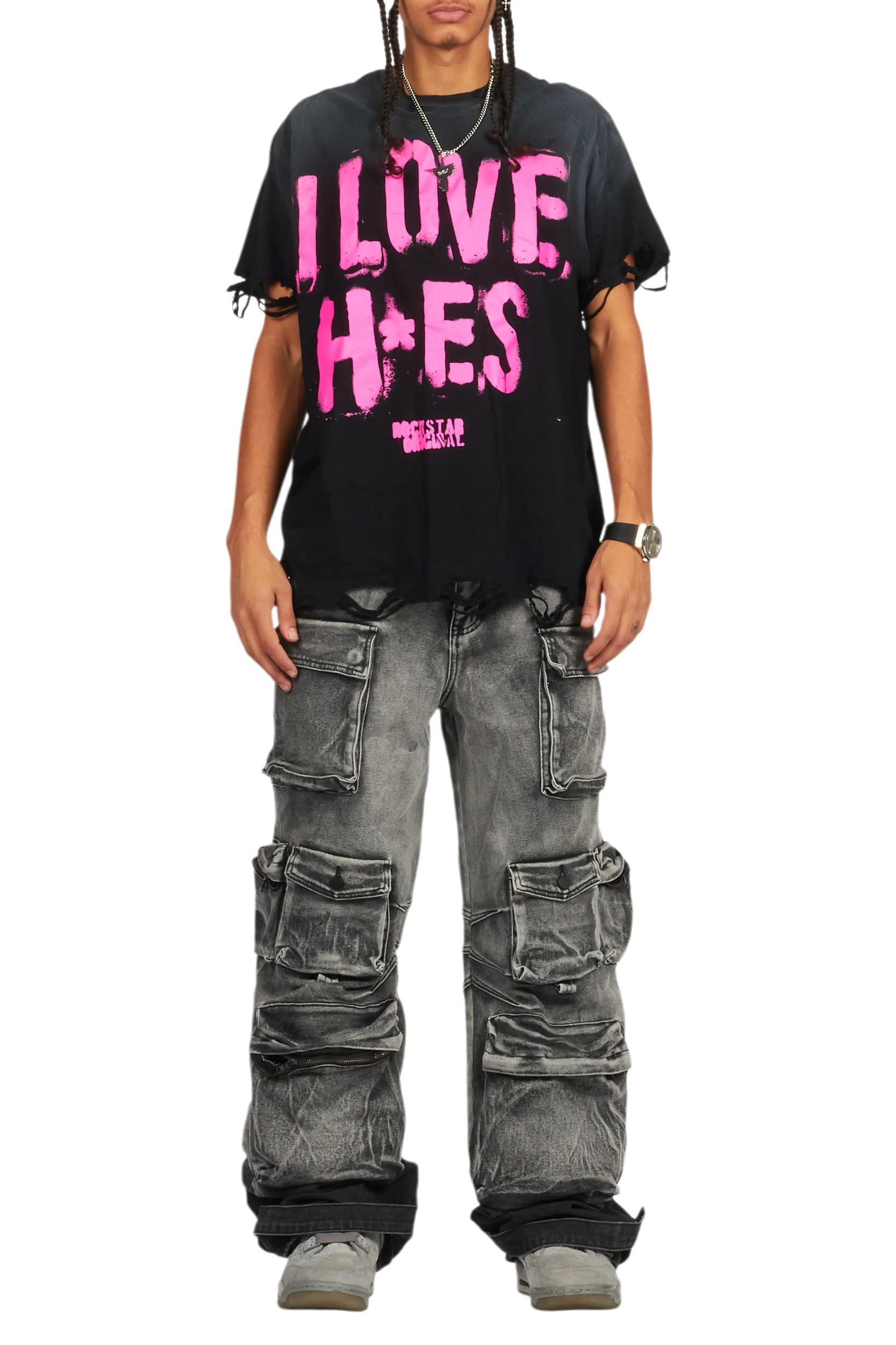 Banyan Black/Pink Graphic Oversized T-Shirt Male Product Image