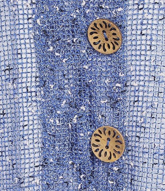 Ali Miles Mesh Woven V-Neck Elbow Sleeve Jacket Product Image