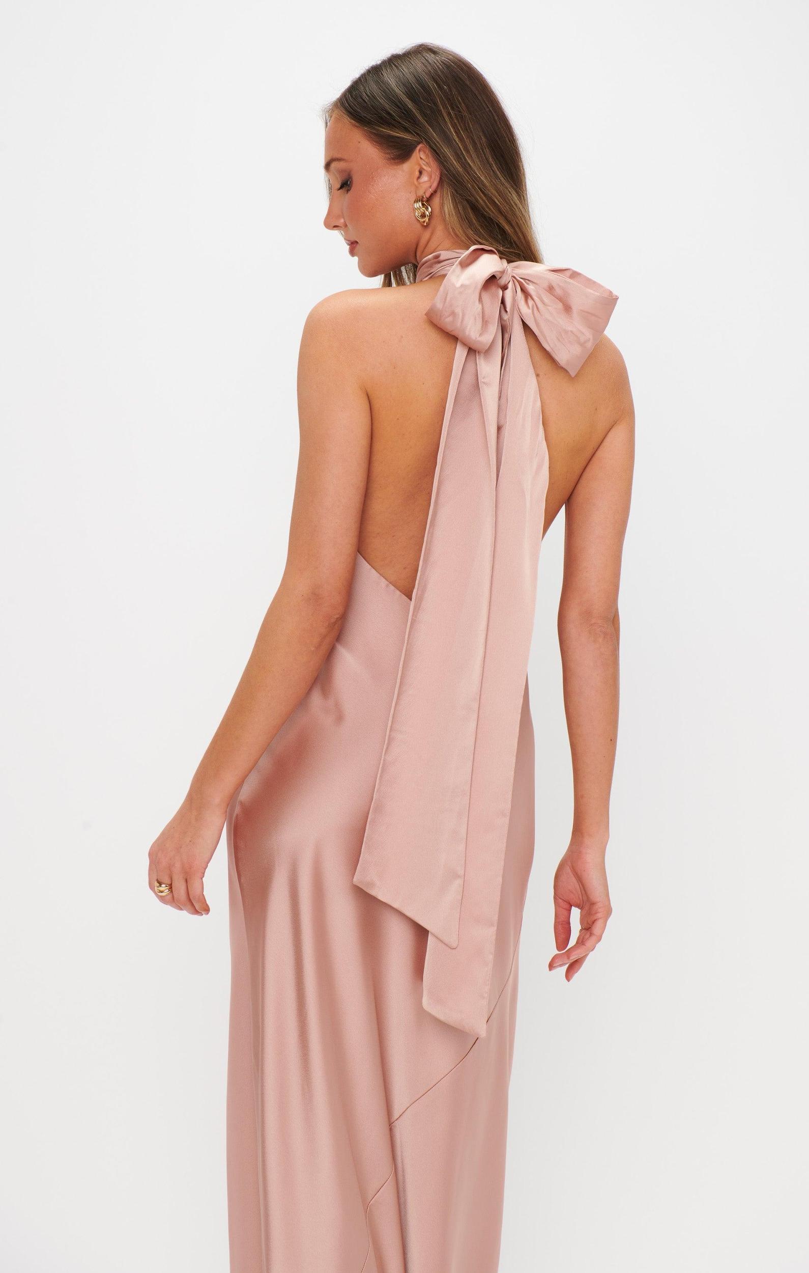 Lisa Maxi Dress ~ Rose Gold Luxe Satin Product Image
