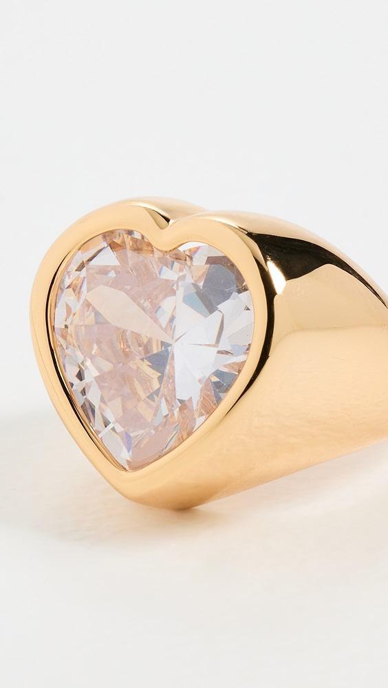 Timeless Pearly Gold Plated Ring with Crystal Heart | Shopbop Product Image