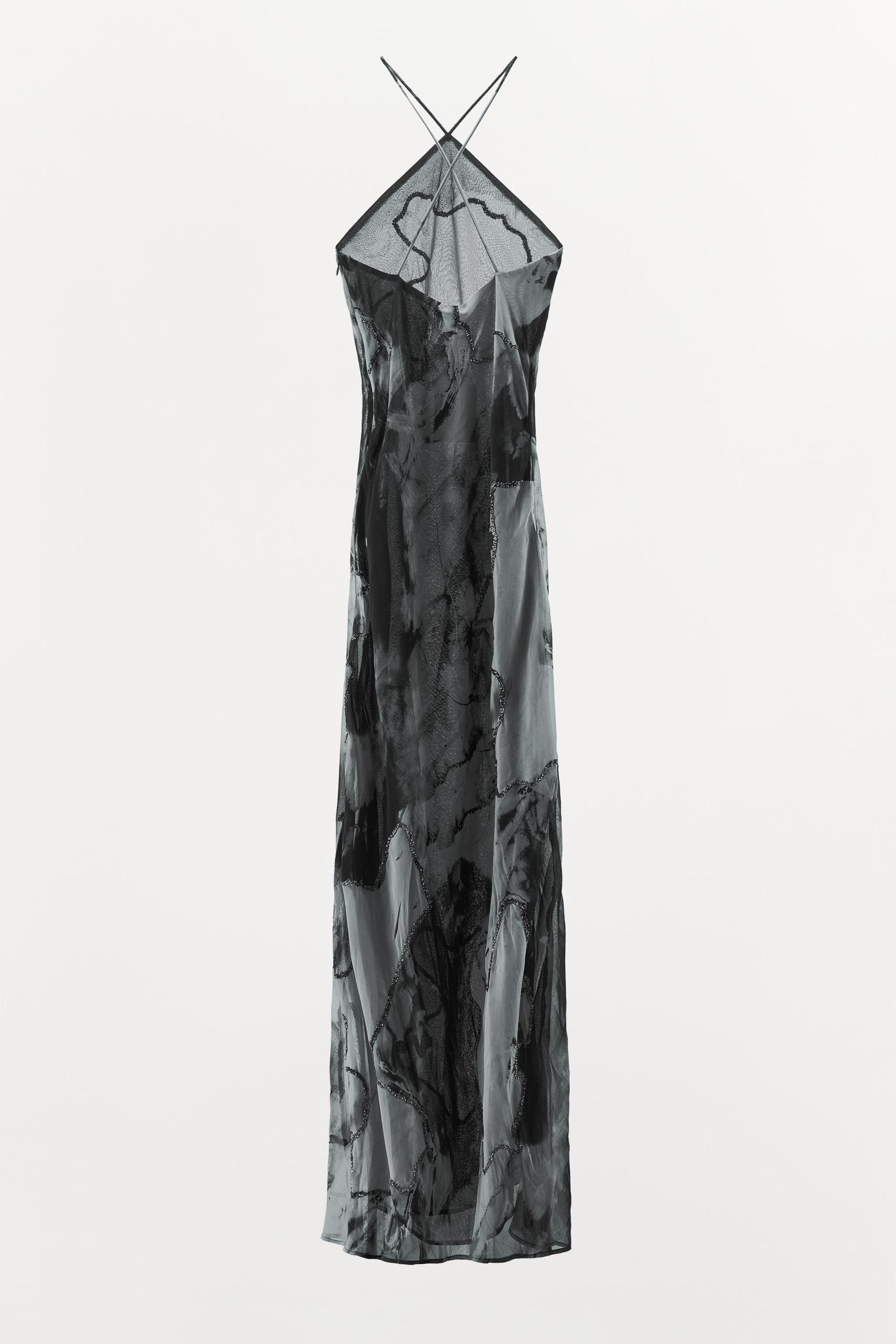BEADED TIE-DYE HALTER DRESS Product Image