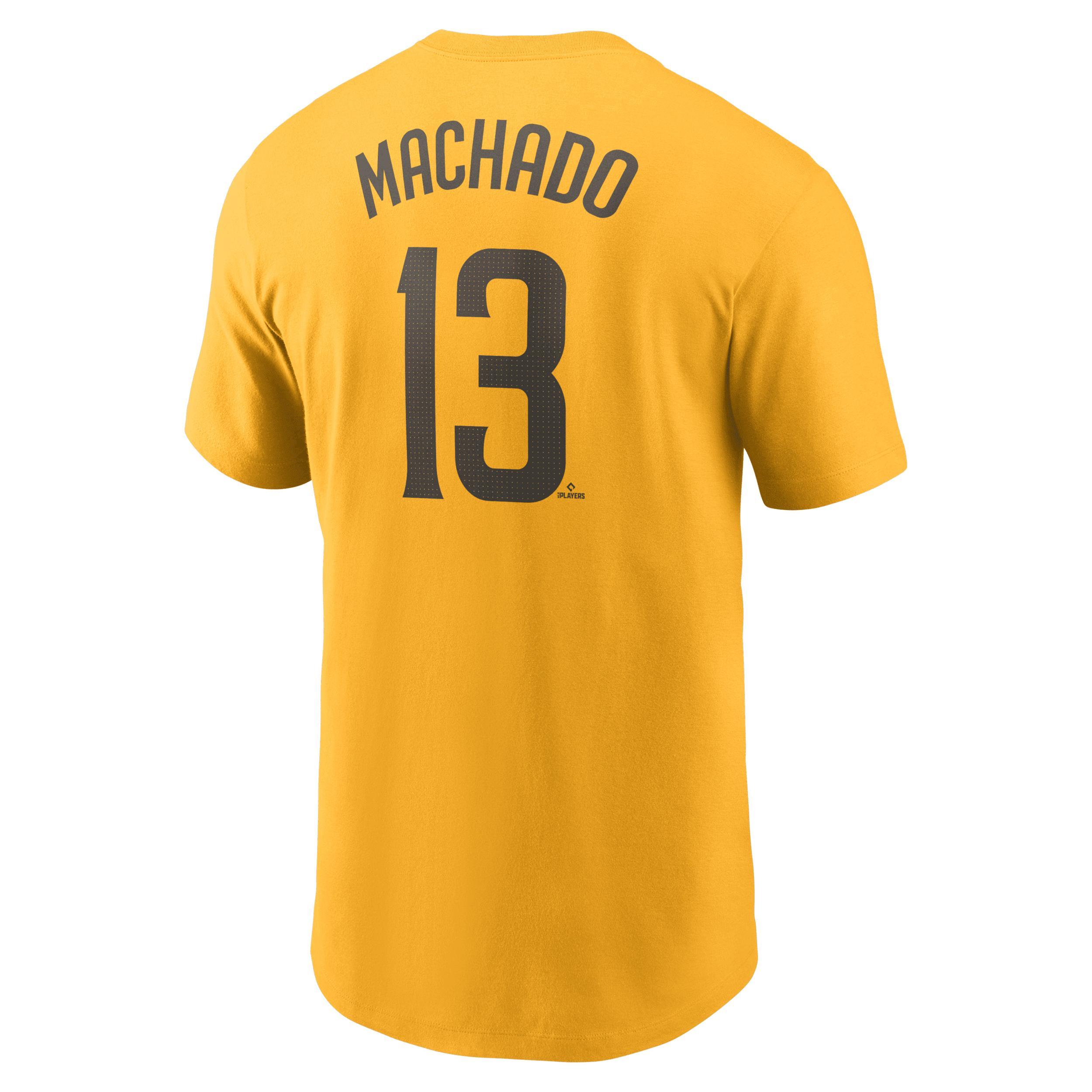 Men's Nike Manny Machado Gold San Diego Padres Fuse Name & Number T-Shirt, Size: XL Product Image