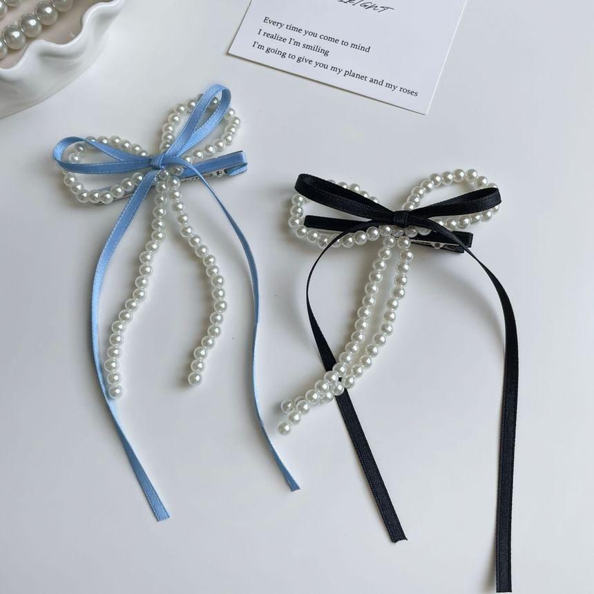 Bow Faux Pearl Hair Clip Product Image