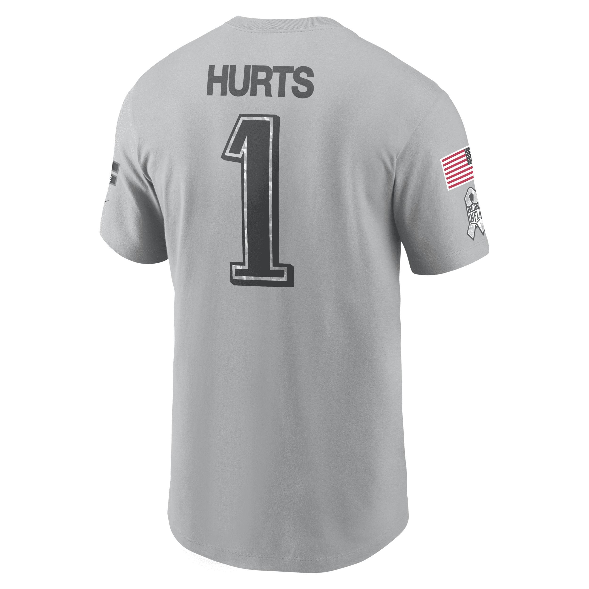 Men's Nike Jalen Hurts Gray Philadelphia Eagles 2024 Salute To Service Name & Number T-Shirt, Size: 2XL, Grey Product Image