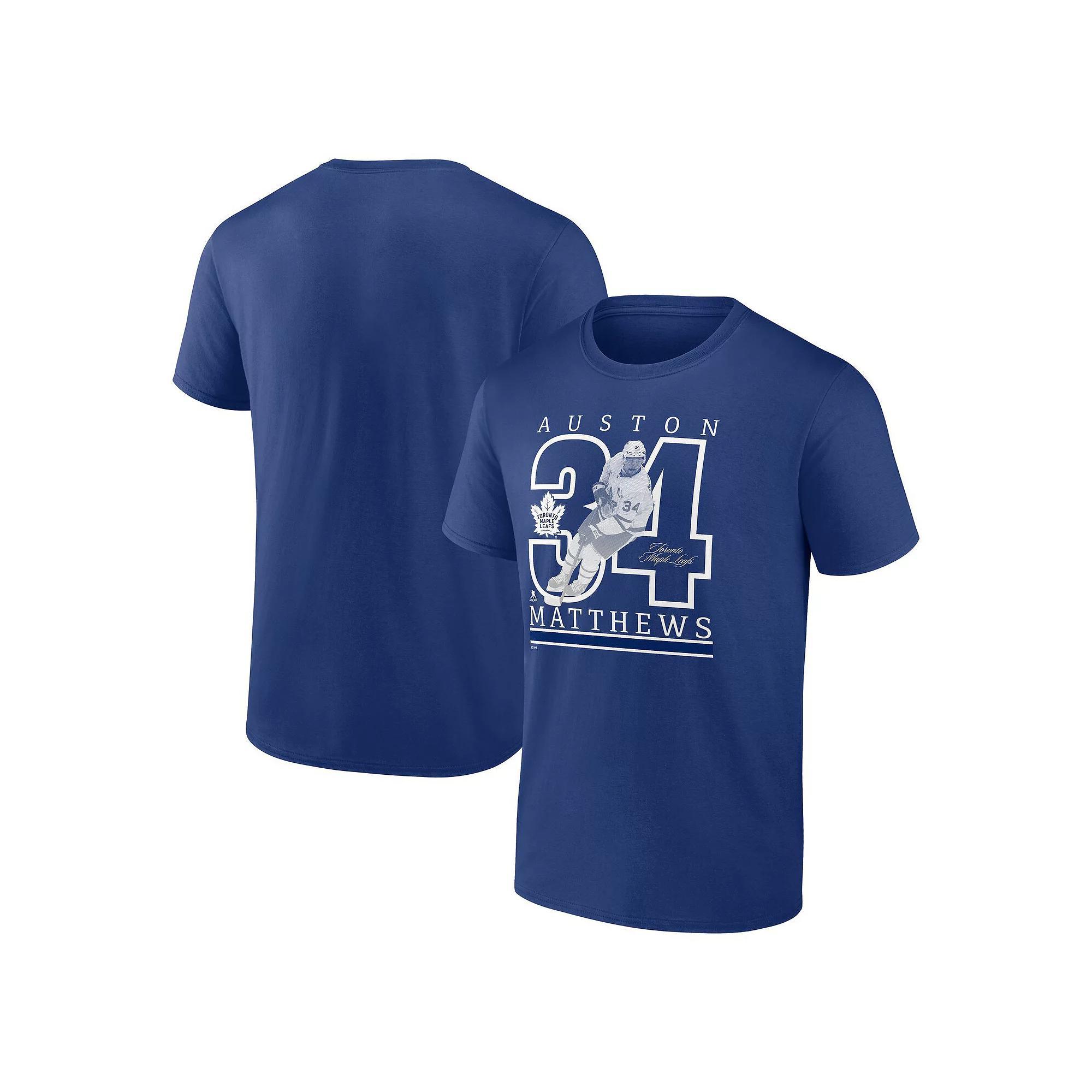 Men's Fanatics Auston Matthews Blue Toronto Maple Leafs Authentic Stack Name & Number T-Shirt, Size: Medium, Mpl Blue Product Image