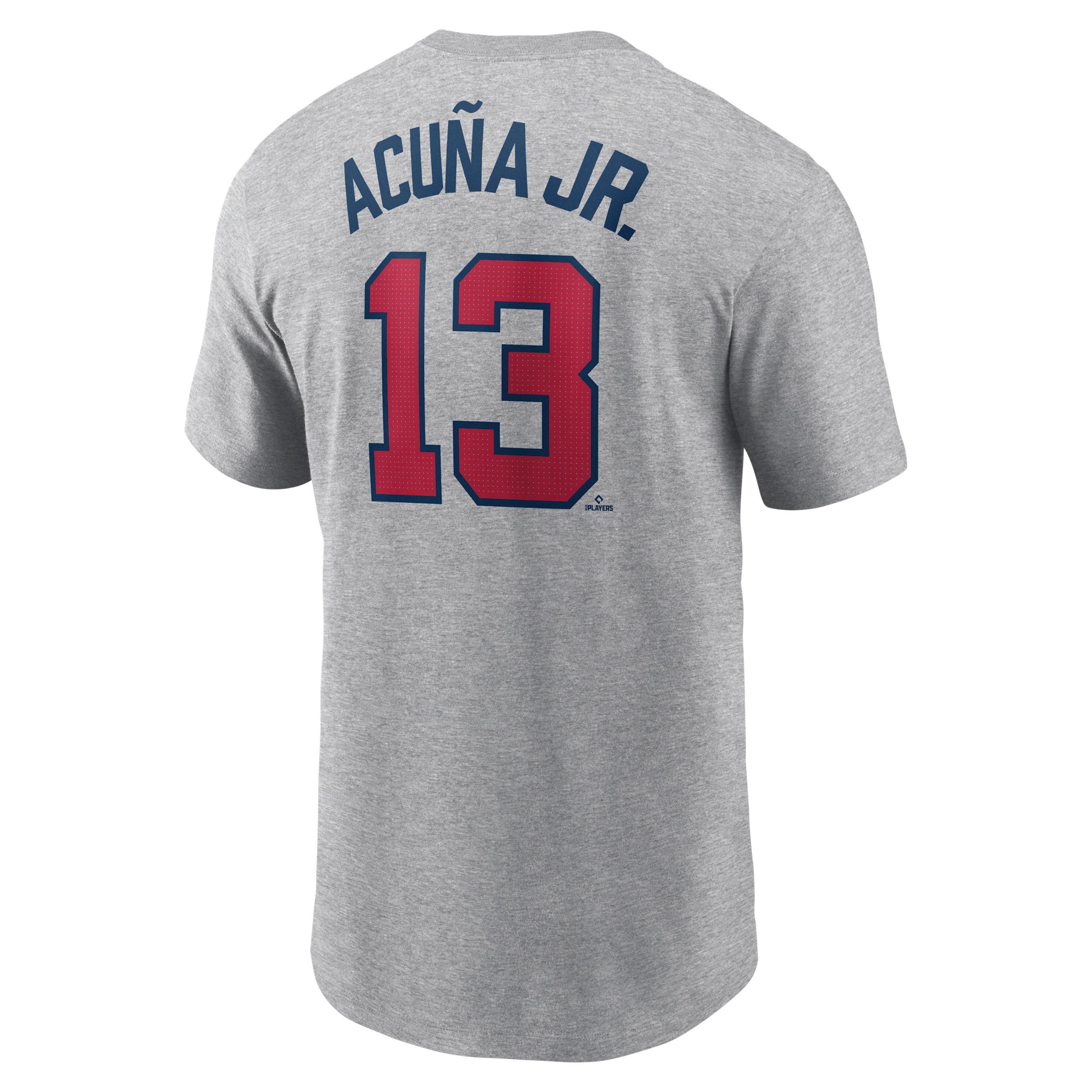 Mens Nike Ronald Acua Jr. Gray Atlanta Braves Fuse Name & Number T-Shirt Product Image