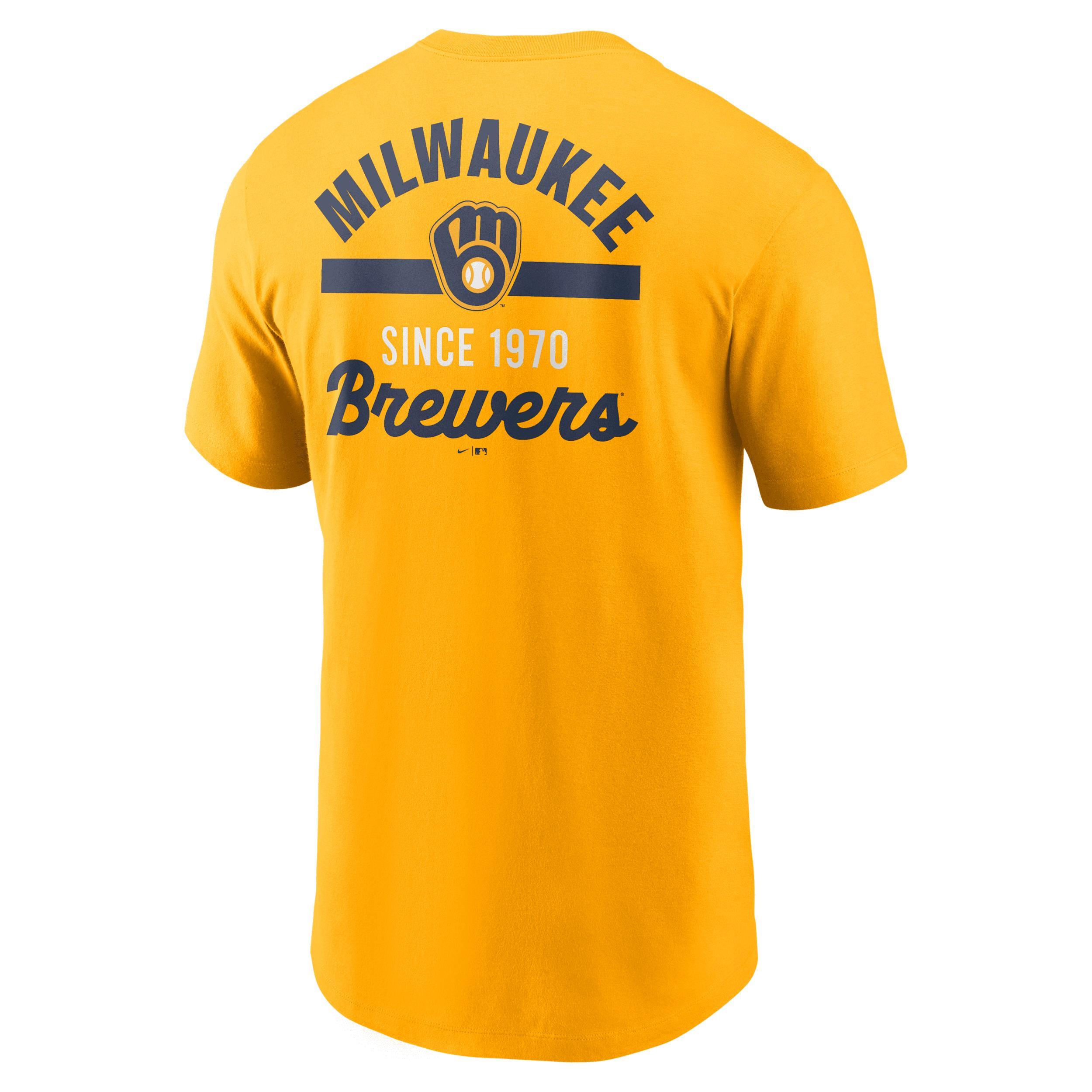 Men's Nike Gold Milwaukee Brewers 2-Hit T-Shirt, Size: XL Product Image