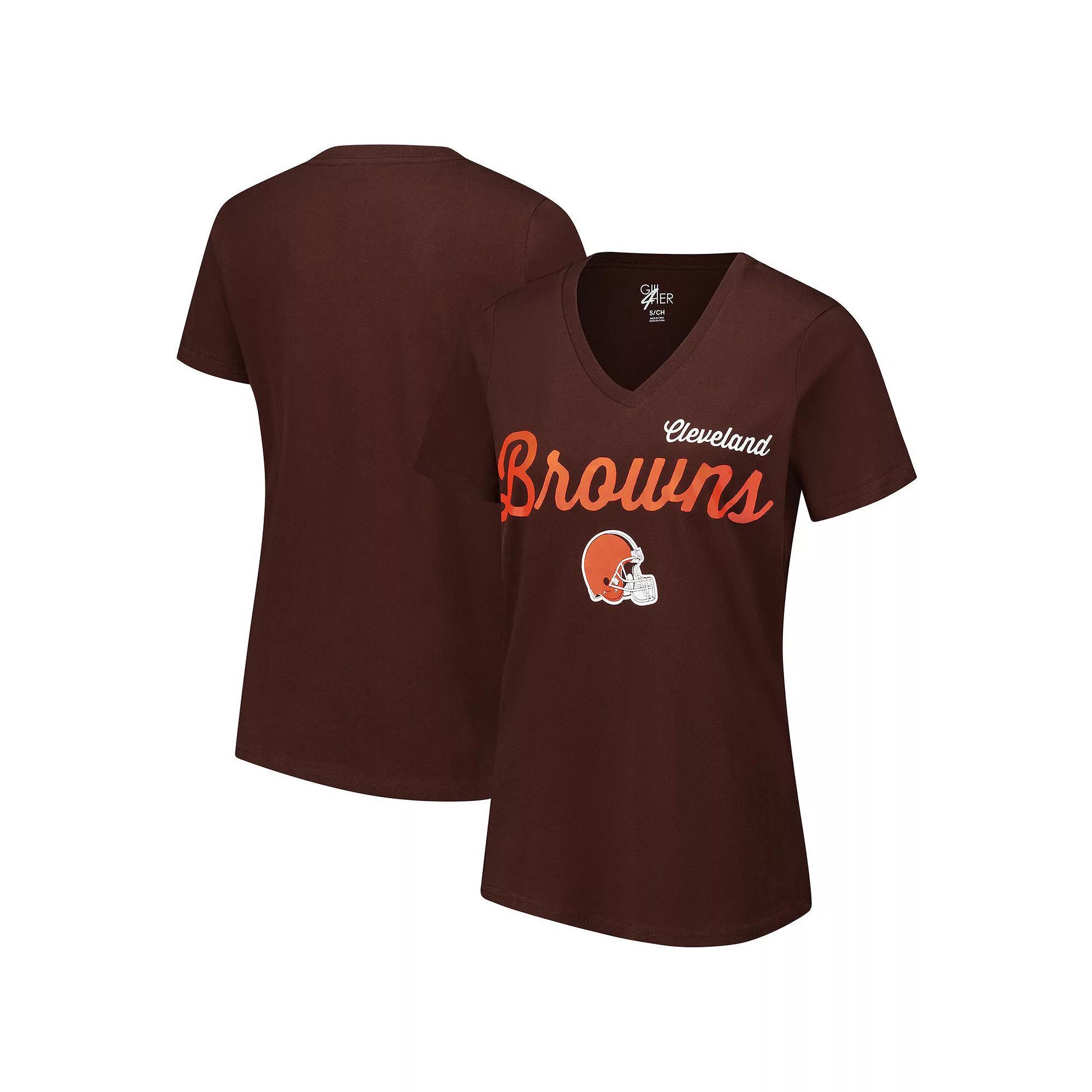 Women's G-III 4Her by Carl Banks Brown Cleveland Browns Post Season V-Neck T-Shirt, Size: XL Product Image
