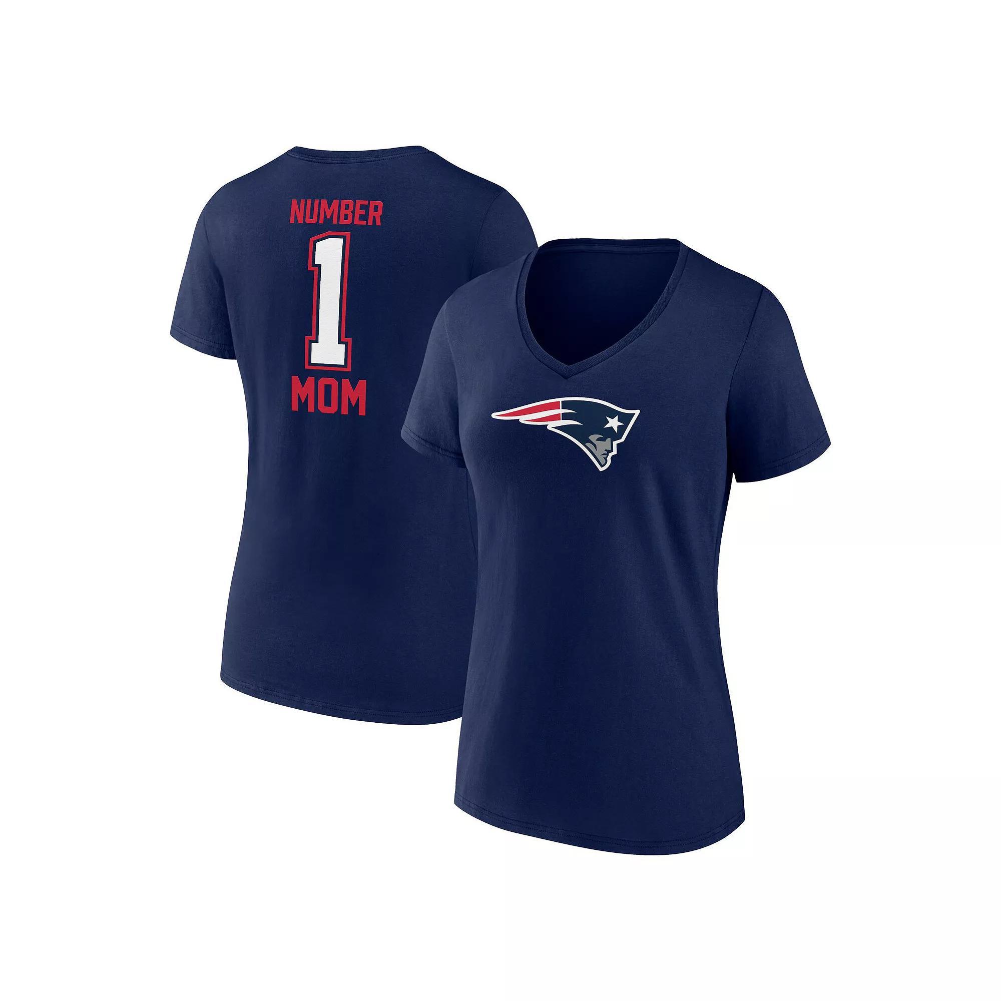 Women's Fanatics Navy New England Patriots Mother's Day V-Neck T-Shirt, Size: Medium, Blue Product Image