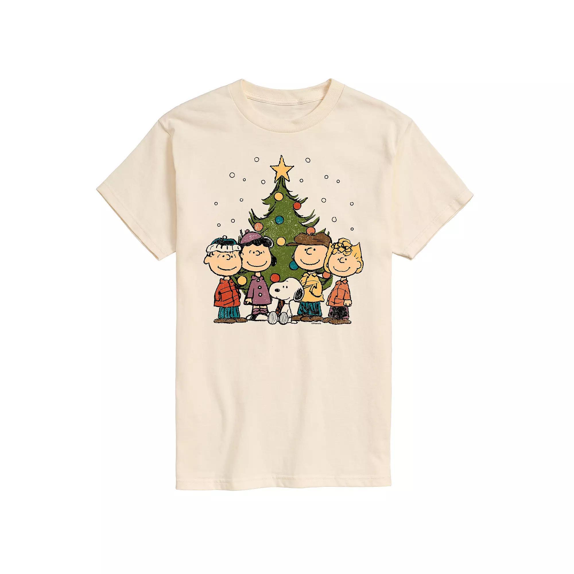 Men's Peanuts Christmas Group Tee, Size: Large, Beige Khaki Product Image