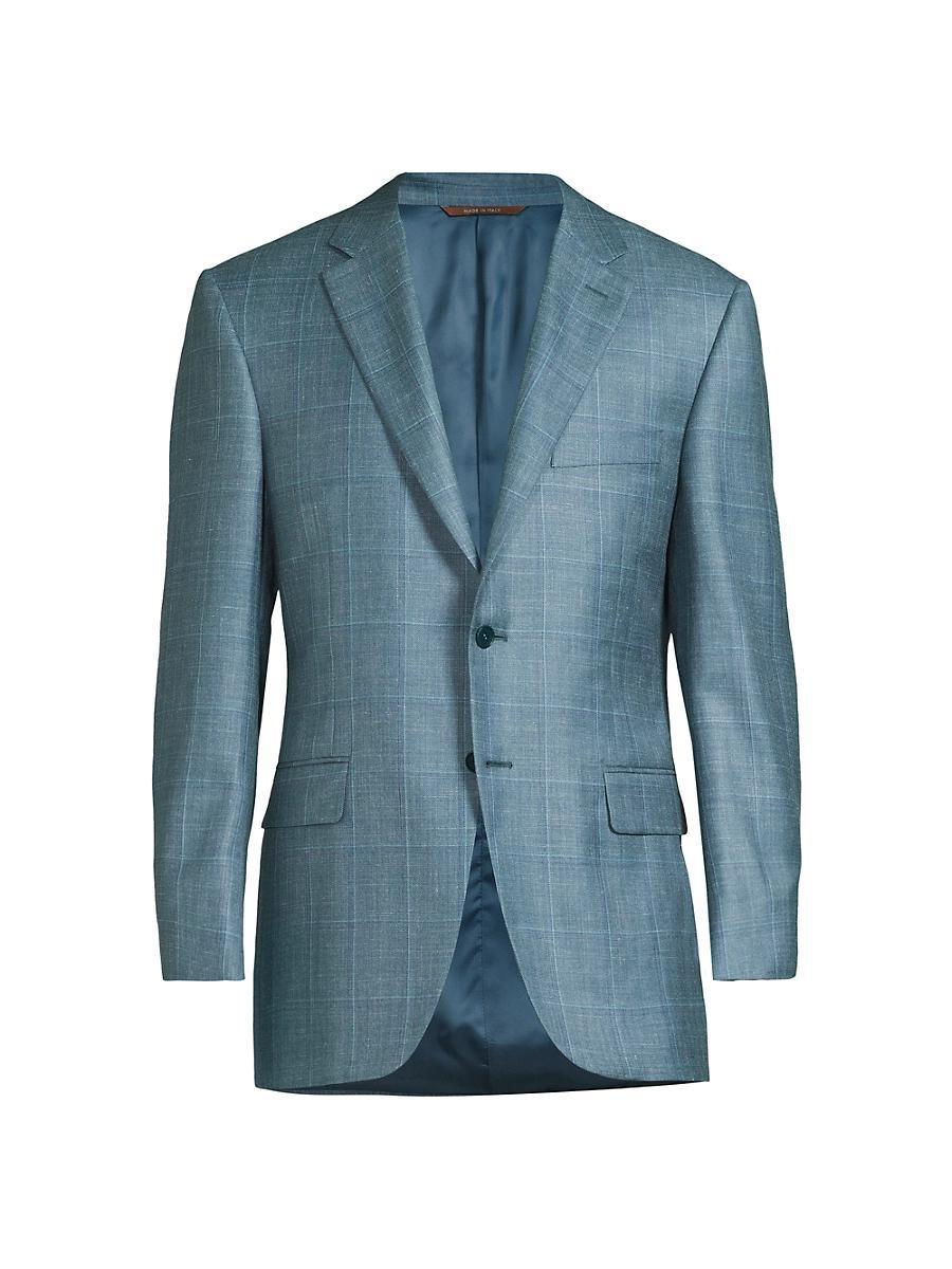 Mens Siena Windowpane Wool & Silk-Blend Two-Button Sport Coat Product Image