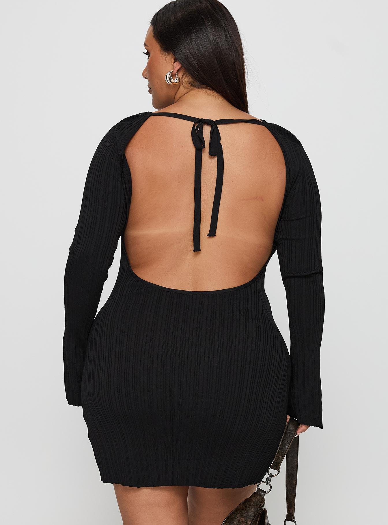 Mayok Long Sleeve Mini Dress Black Curve Product Image