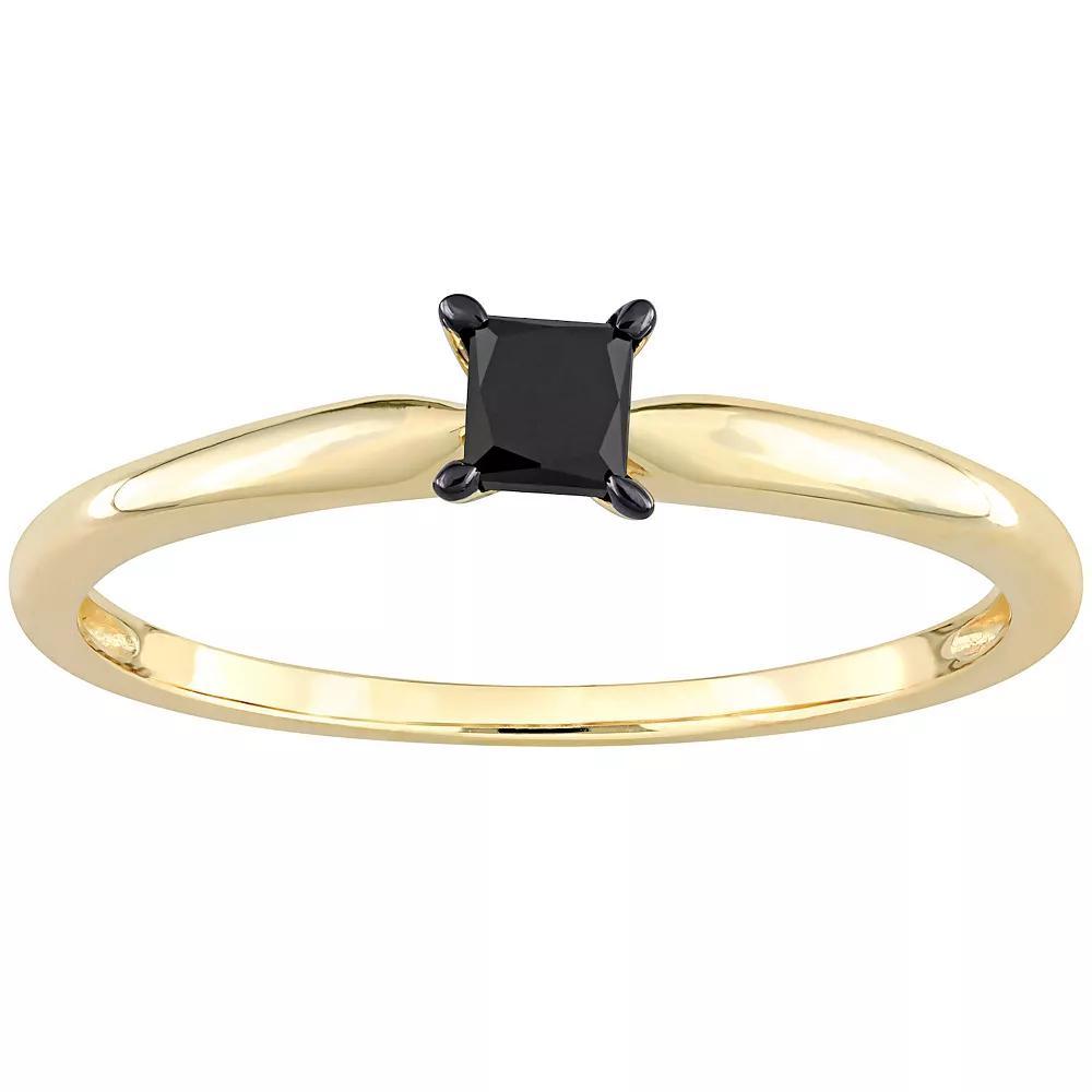 Stella Grace 14k Gold 1/4 Carat T.W. Princess Cut Black Diamond Solitaire Engagement Ring, Women's, Size: 5 Product Image