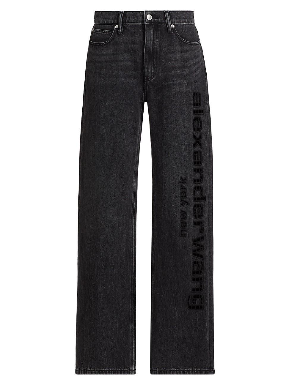 Womens EZ Slouch Logo Cut Out Embroidered Jeans Product Image
