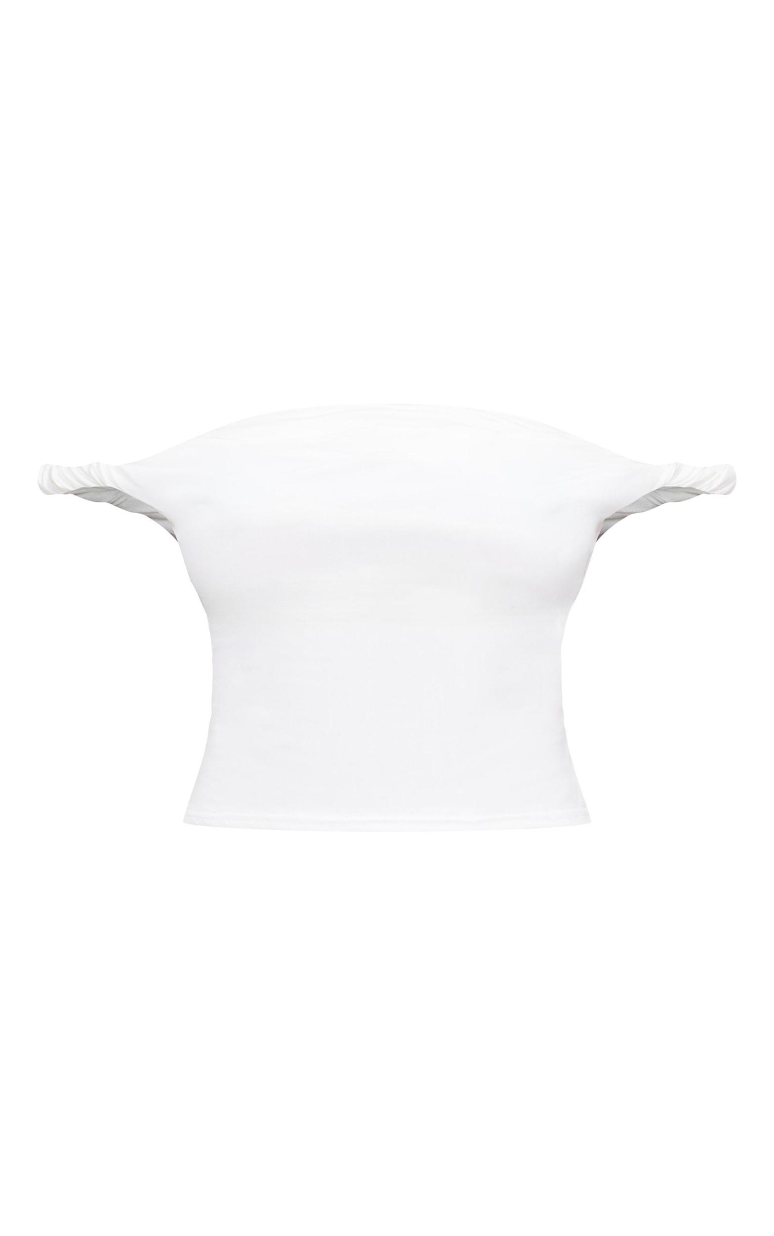 Cream Slinky Twist Detail Bardot Crop Top Product Image