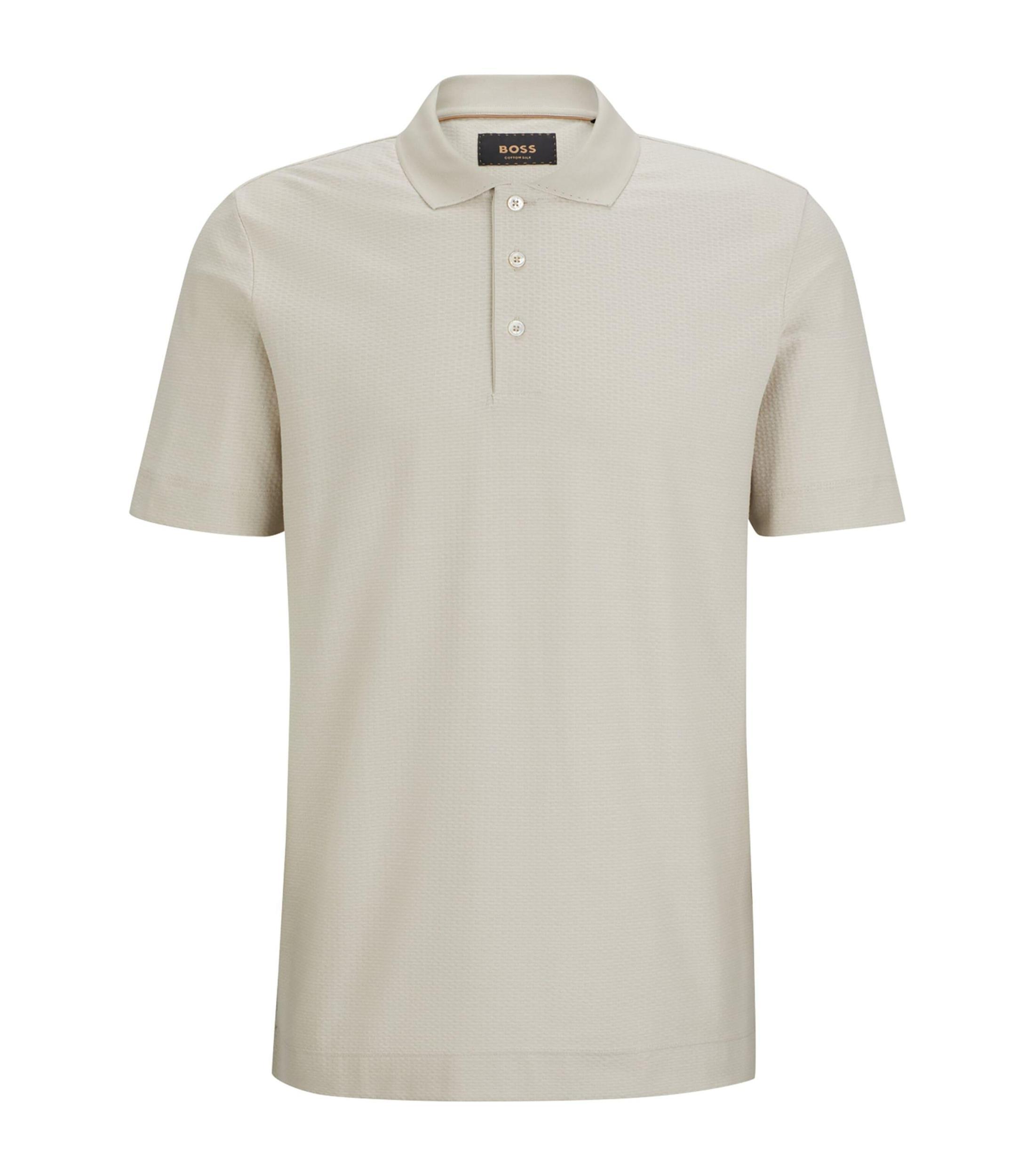 HUGO BOSS Cotton-silk Polo Shirt In Beige Product Image