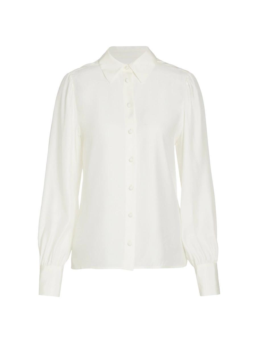 Womens Victorian Button-Front Silk Blouse Product Image
