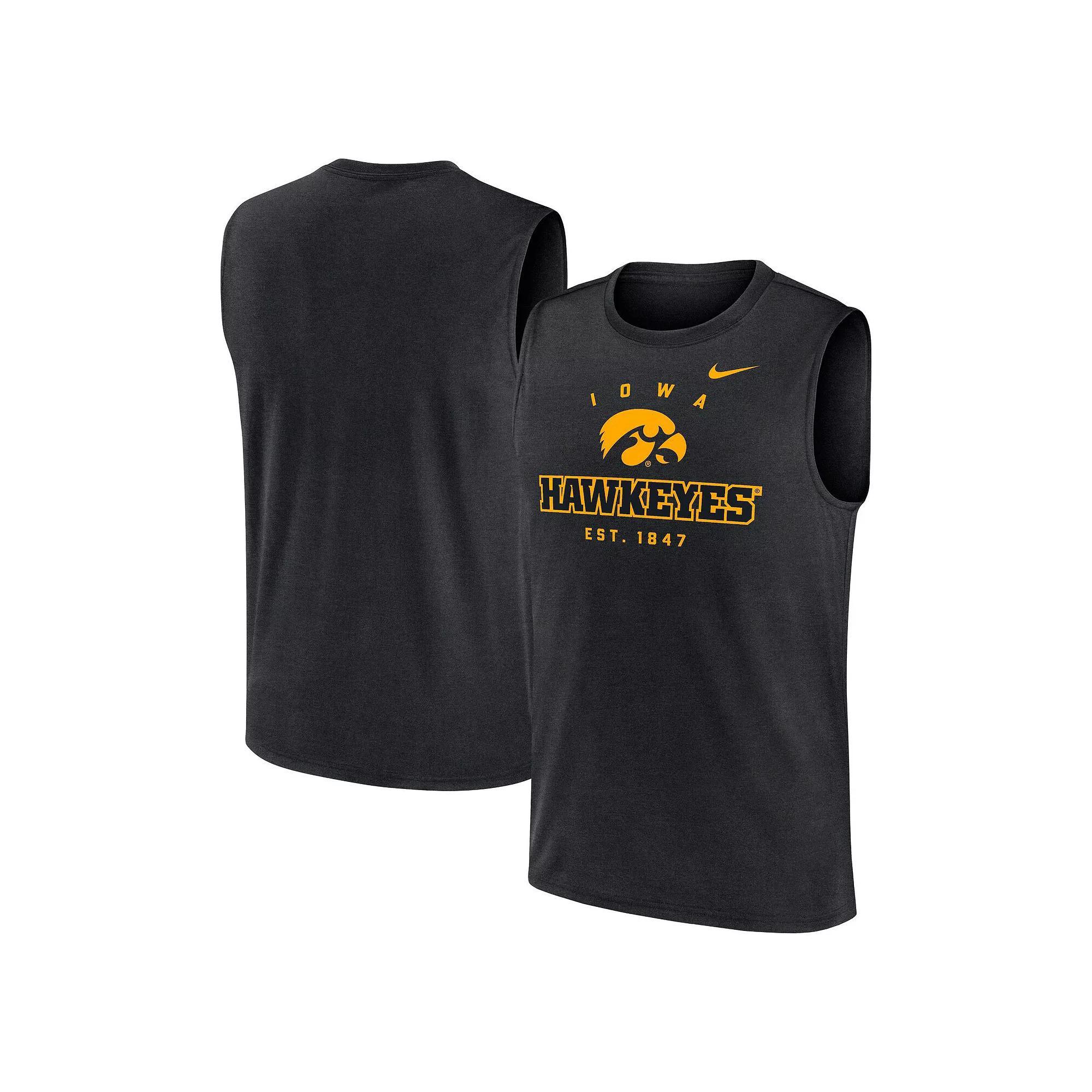Men's Nike Black Iowa Hawkeyes Primetime Legend Lock Up Performance Muscle Tank Top, Size: Large Product Image