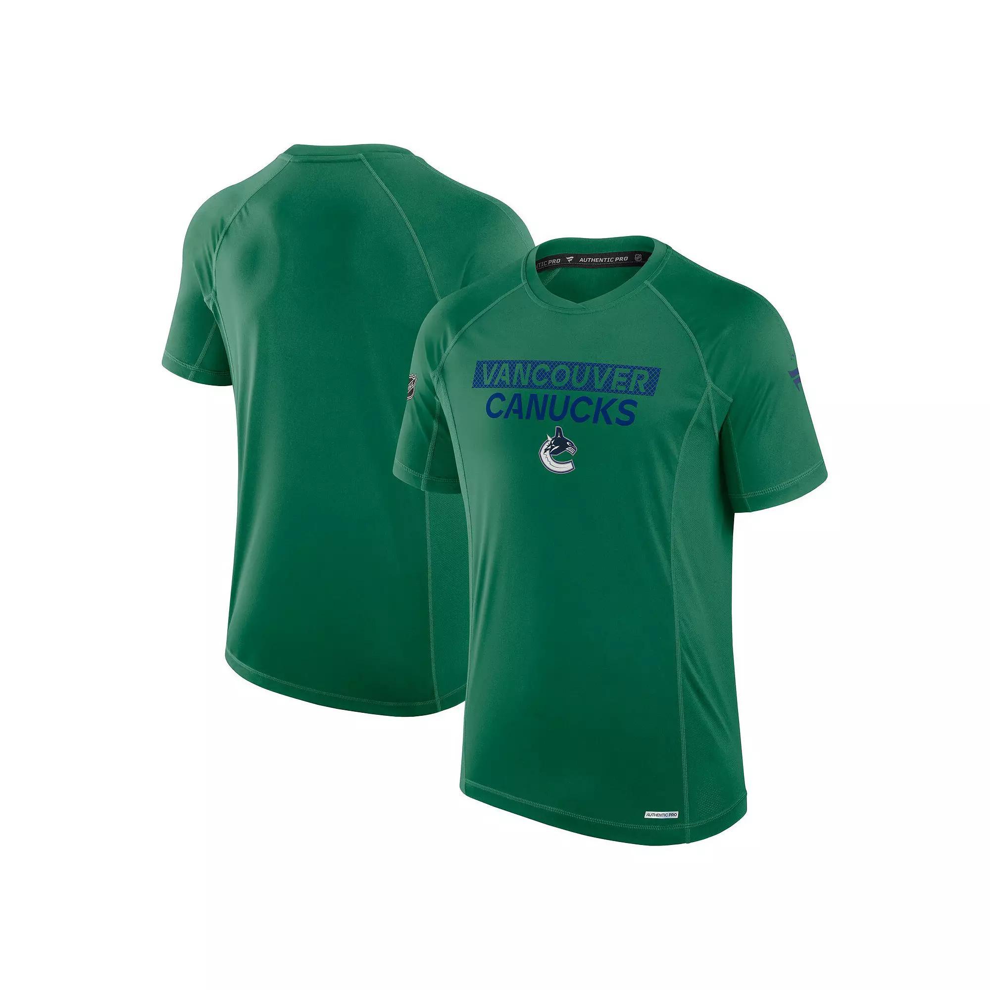 Men's Fanatics Kelly Green Vancouver Canucks Authentic Pro Rink Tech T-Shirt, Size: Small, Cnk Green Product Image