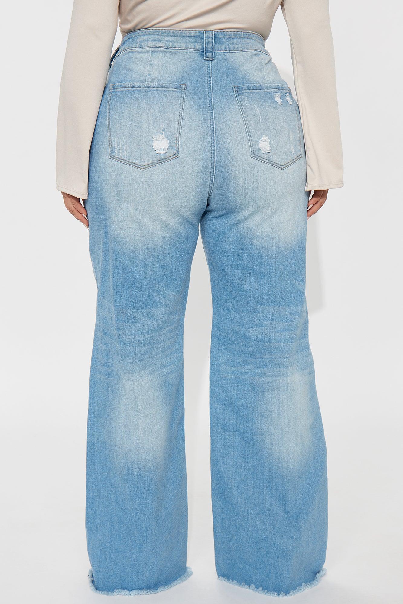 Coldwater Canyon Stretch Ripped Wide Leg Jeans - Light Wash Product Image
