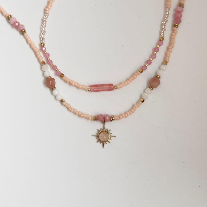 Bead / Star Pendant Faux Gemstone Necklace Product Image